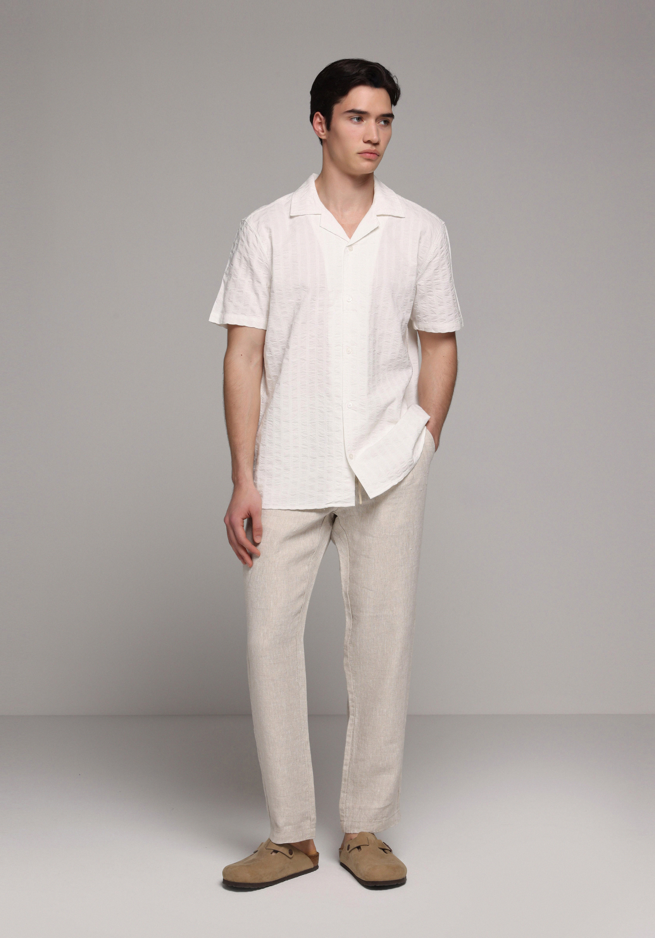 Regular Fit Orta Bel Düz Paça Erkek Taş  Pantolon