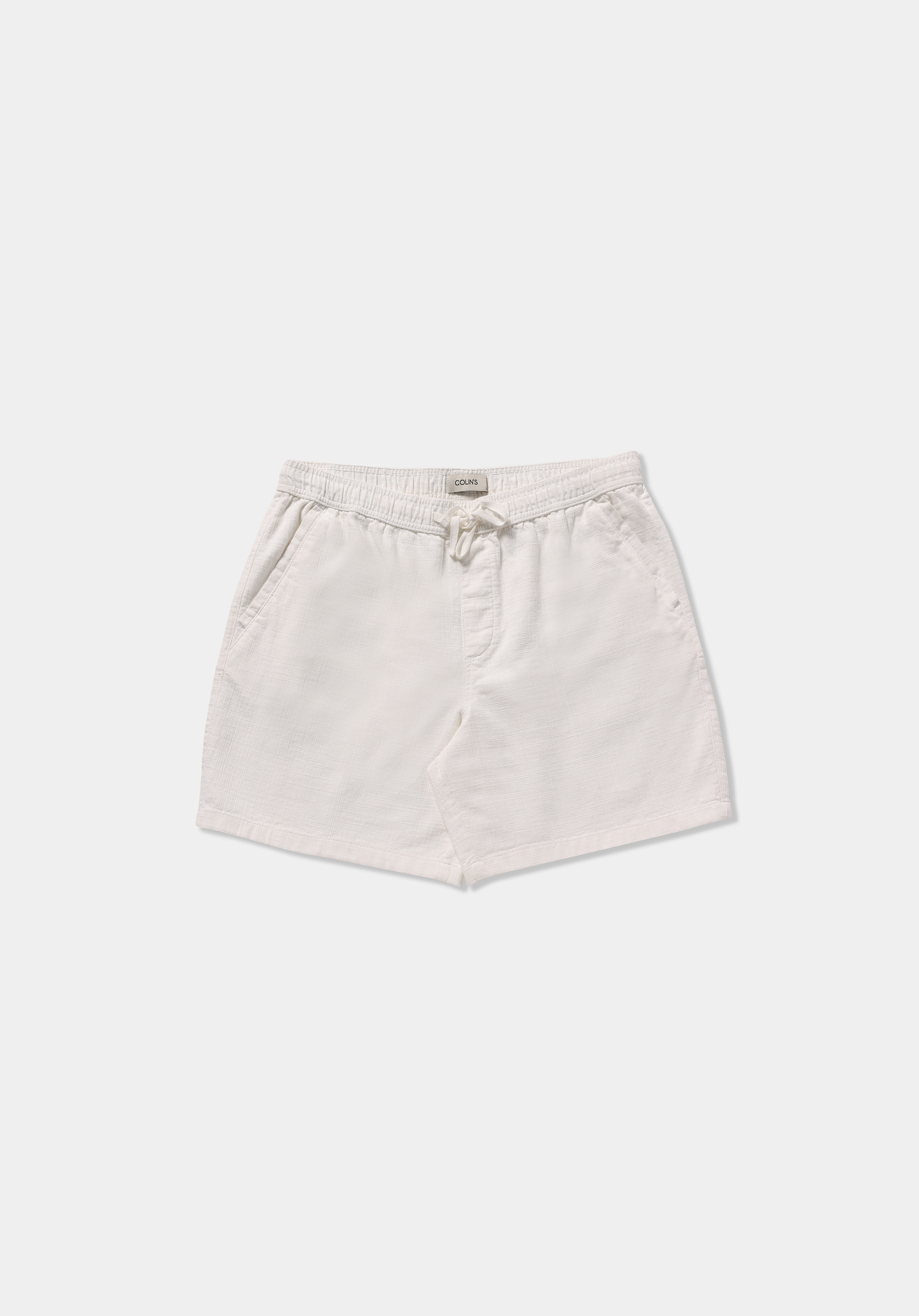 Relaxed Fit Orta Bel Düz Erkek Beyaz Şort