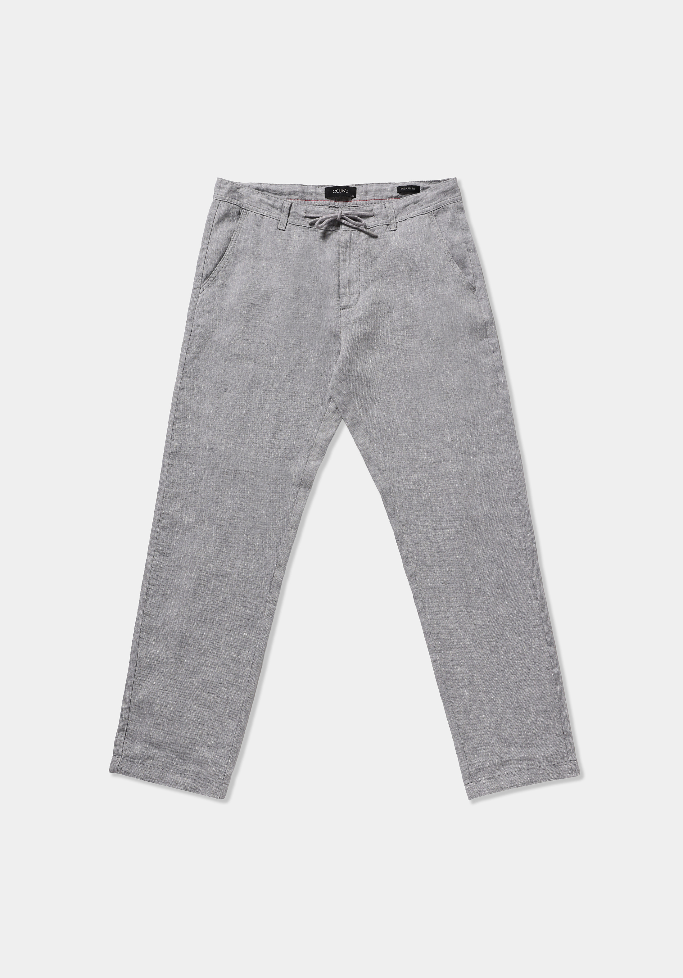 Regular Fit Orta Bel Düz Paça Erkek Gri  Pantolon
