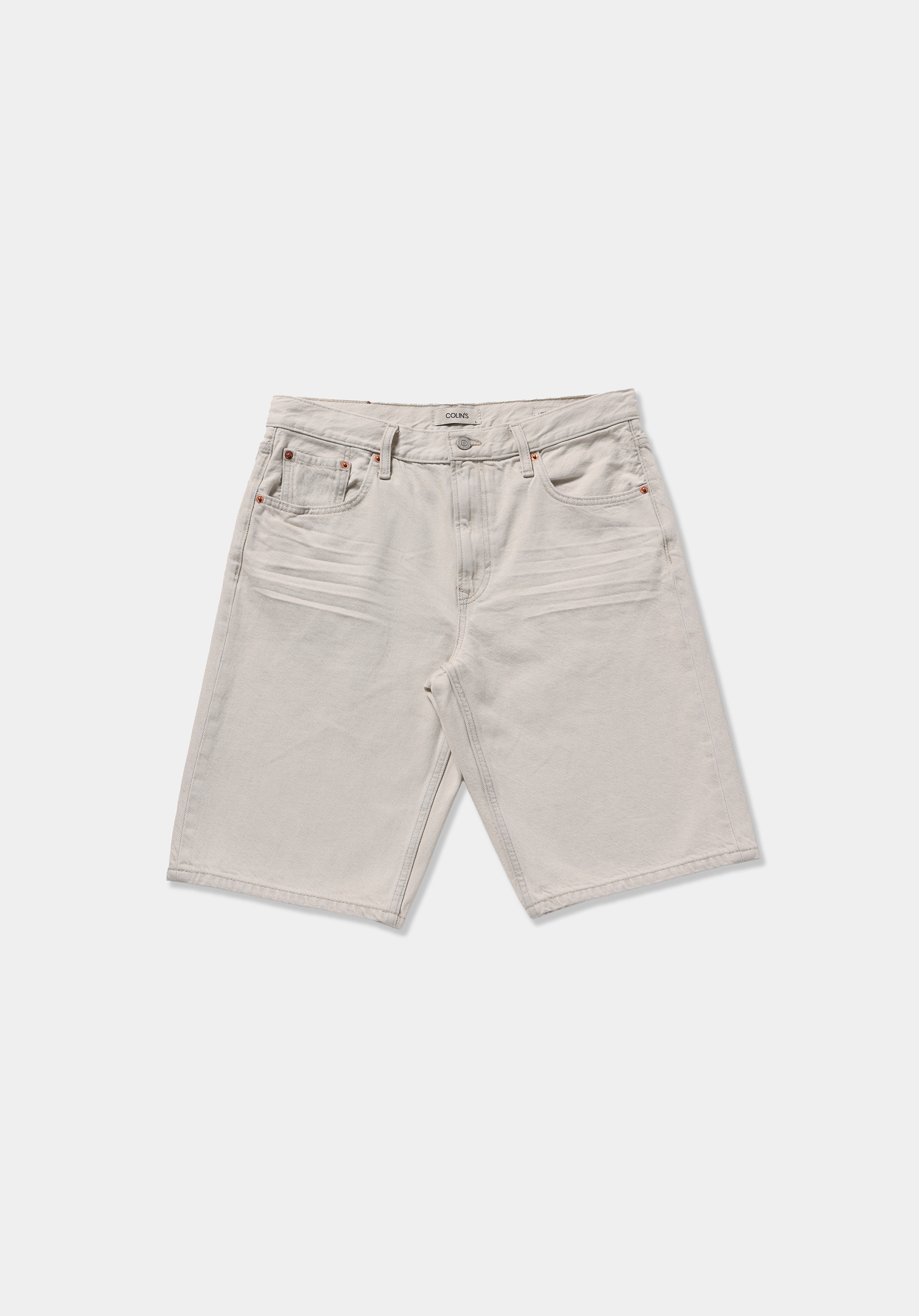 Loose Straight Fit Orta Bel Düz Erkek Bleach İndigo Denim Jean Şort