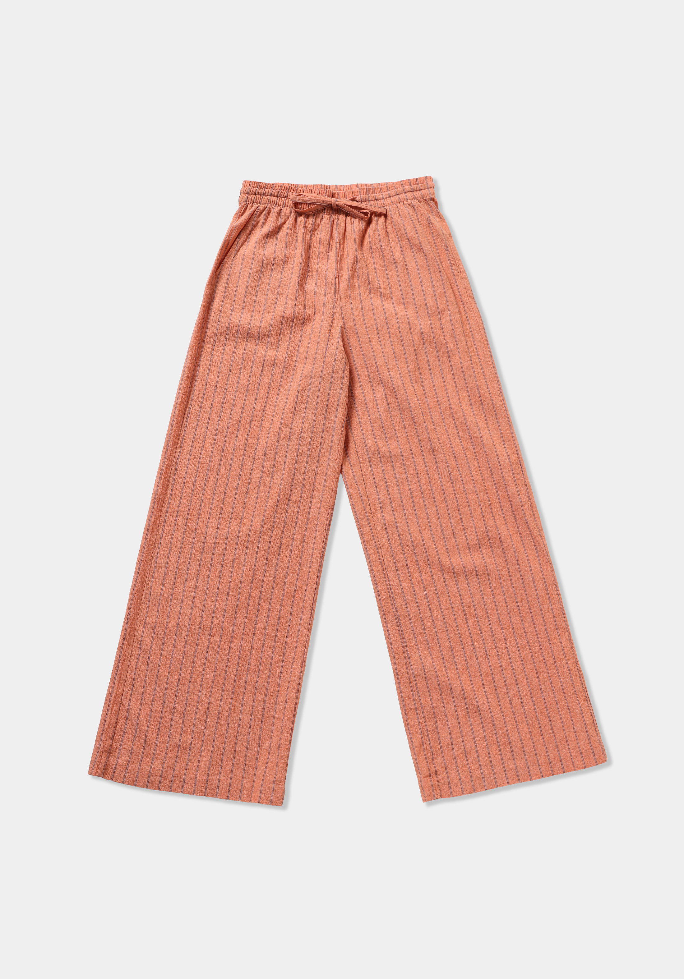 Regular Fit Yüksel Bel Geniş Paça Kadın Turuncu  Pantolon