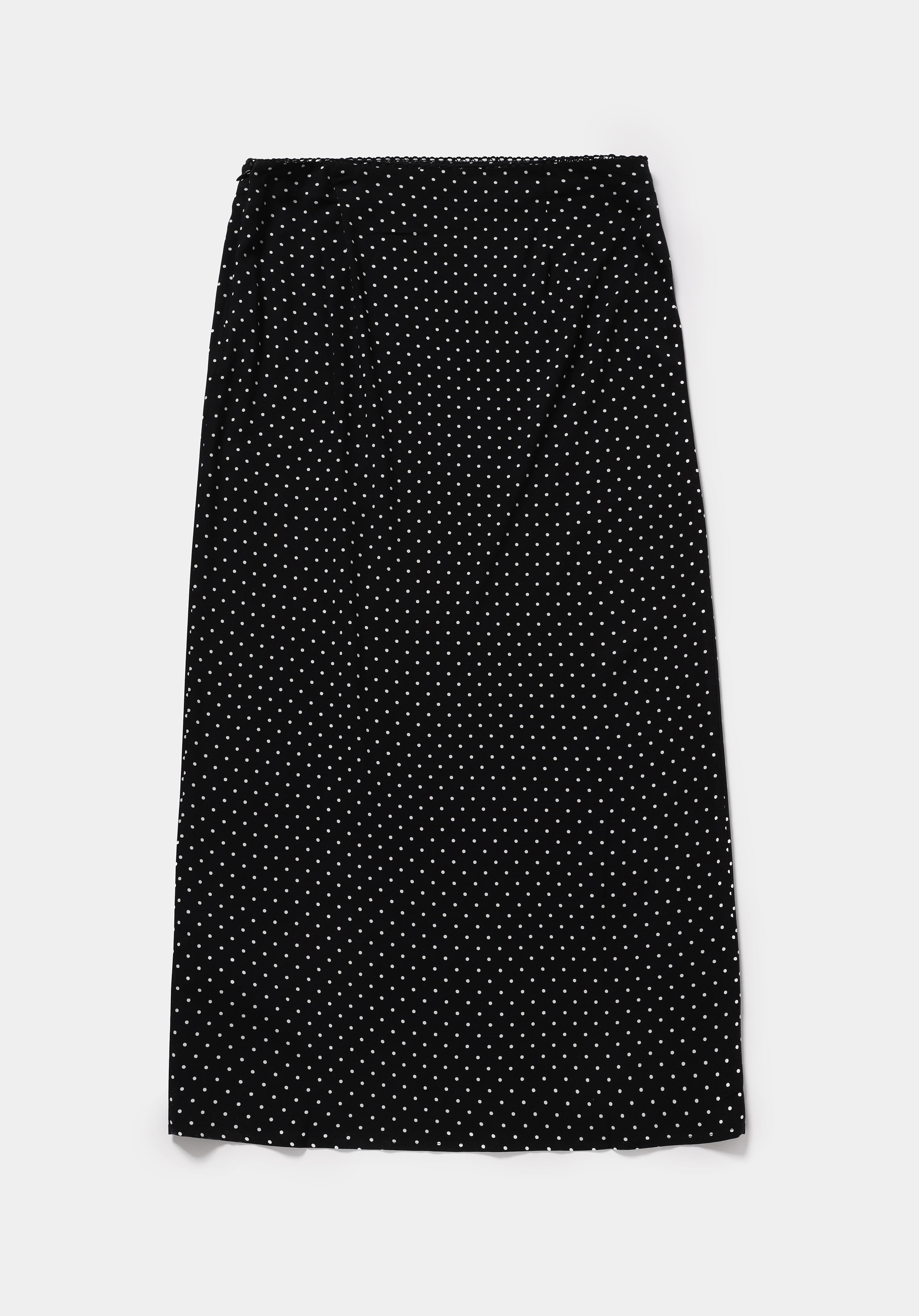 Maxi Length Puantiyeli Fermuarlı Kadın Siyah Etek