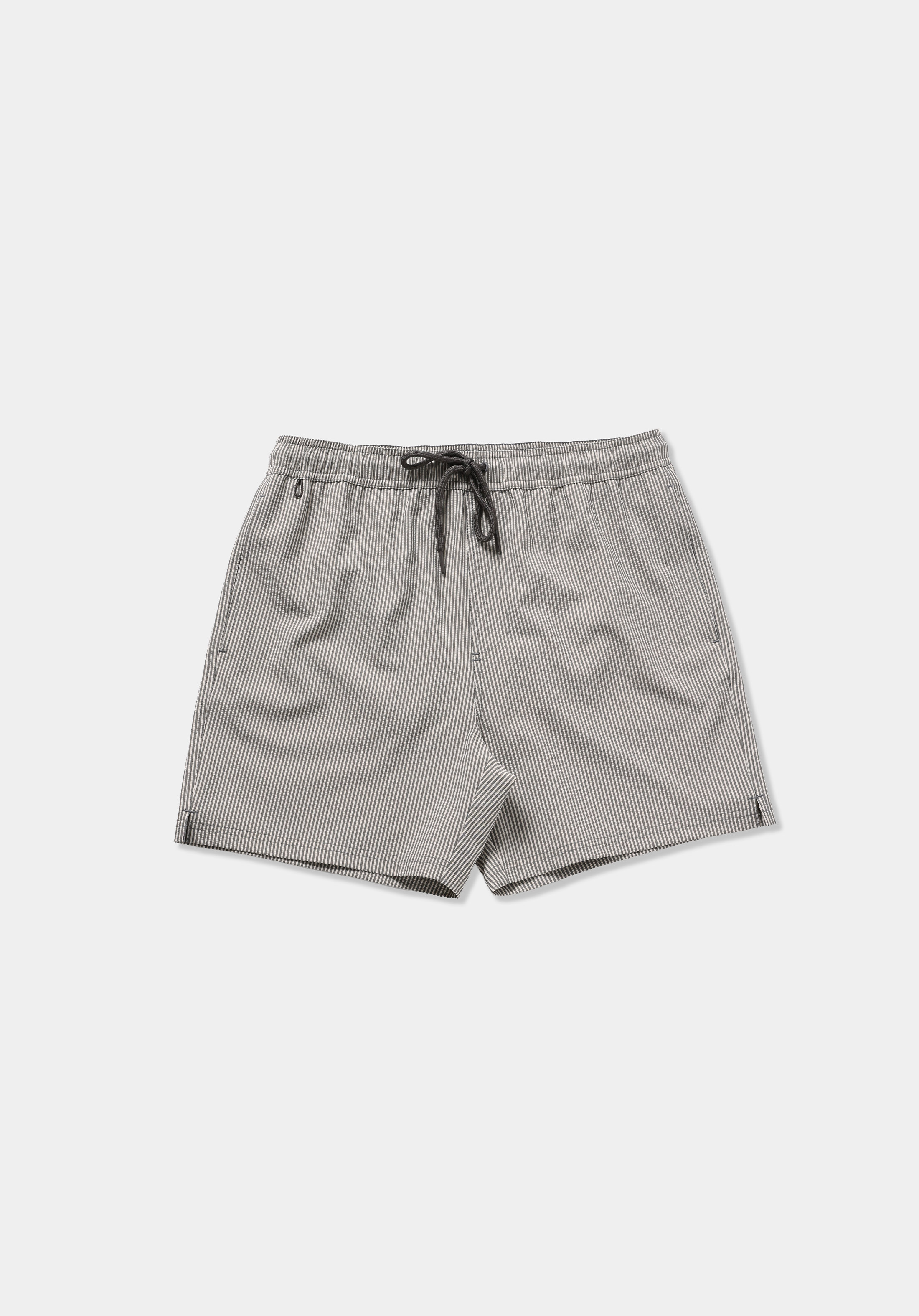 Slim Fit Çizgili Erkek Antrasit Deniz Şortu