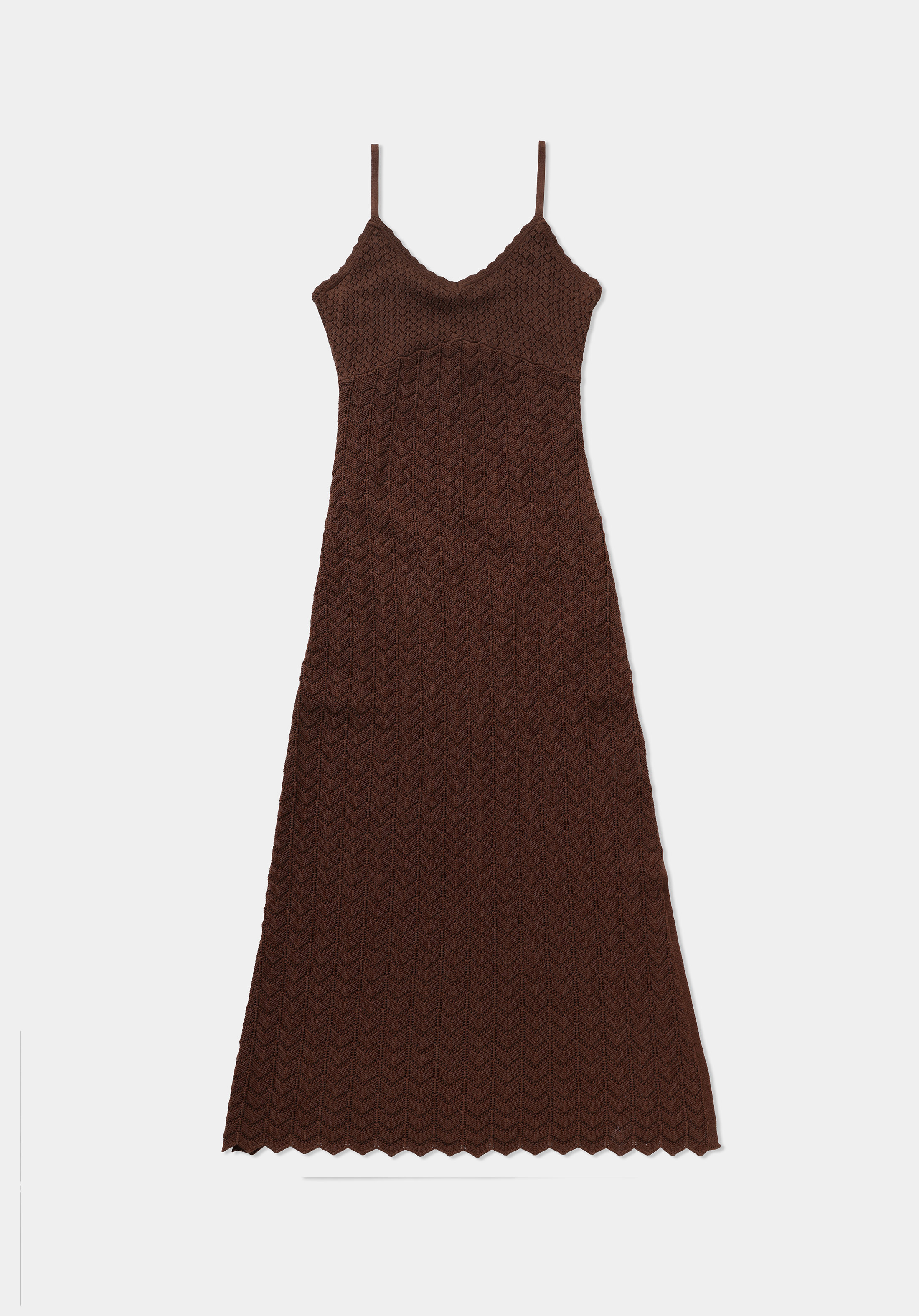 Slim Fit Düz Kadın Kahverengi Askılı Elbise