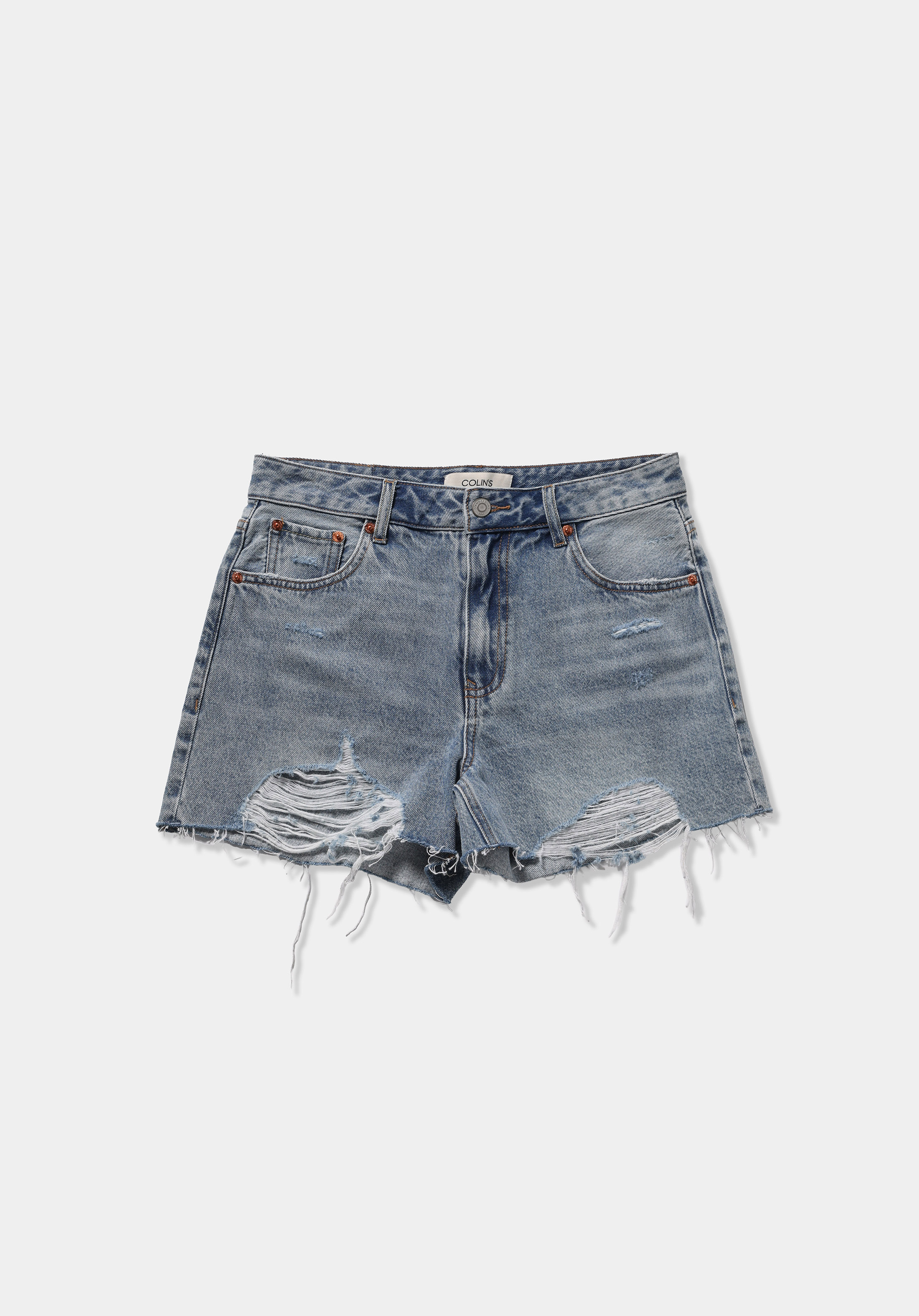 Mom Fit Yüksel Bel Düz Kadın Light İndigo Denim Jean Şort