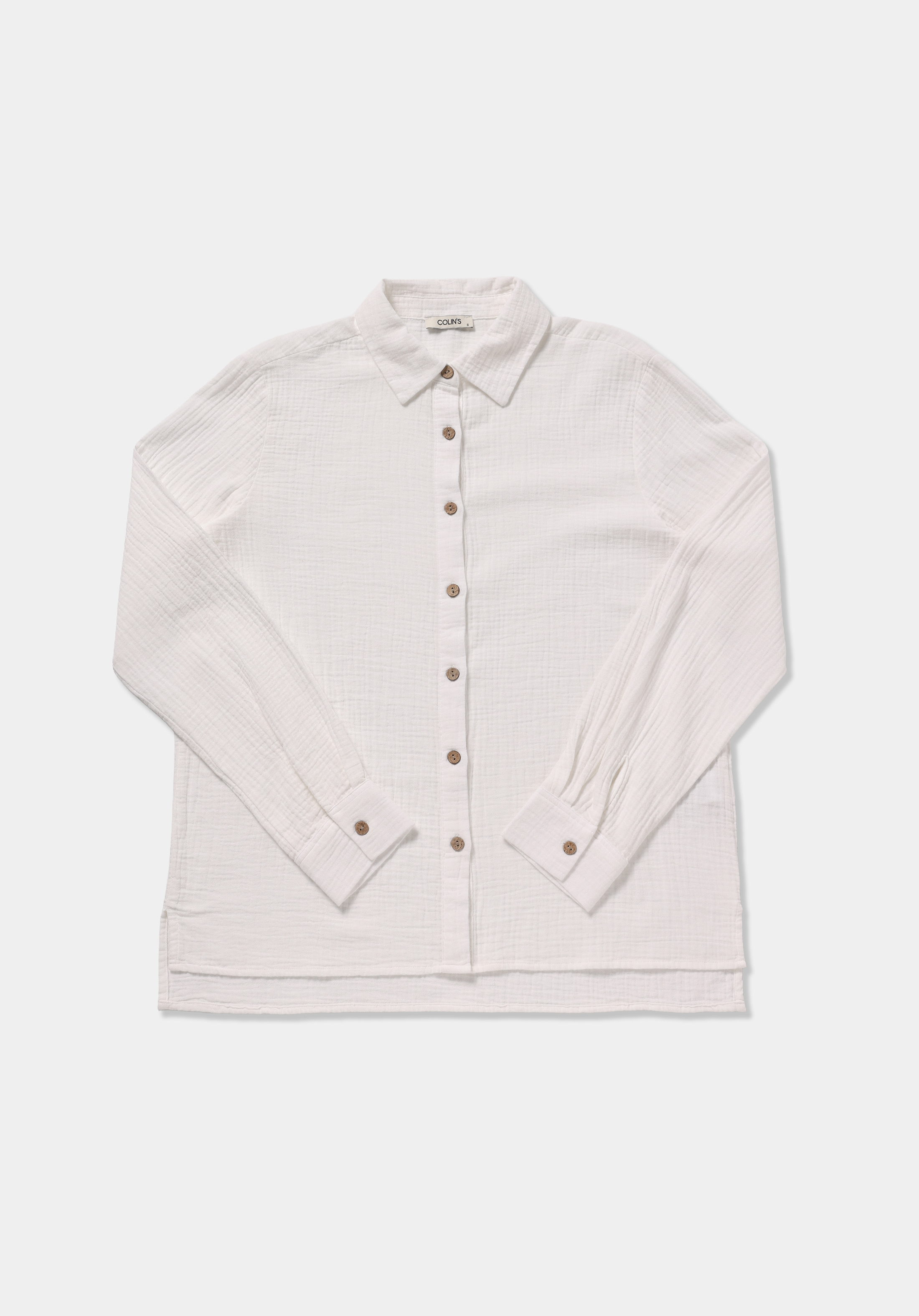 Regular Fit Shirt Neck Düz Kadın Beyaz Kısa Kol Gömlek
