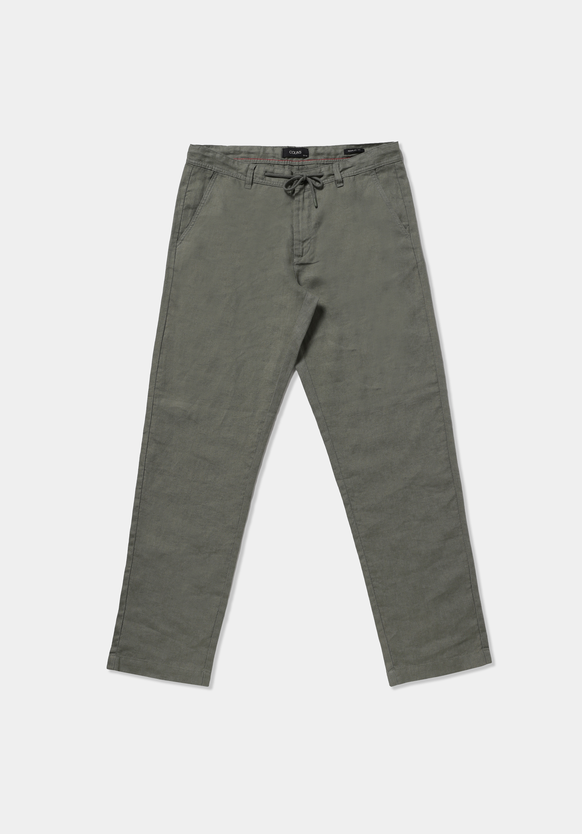Regular Fit Orta Bel Düz Paça Erkek Yeşil  Pantolon