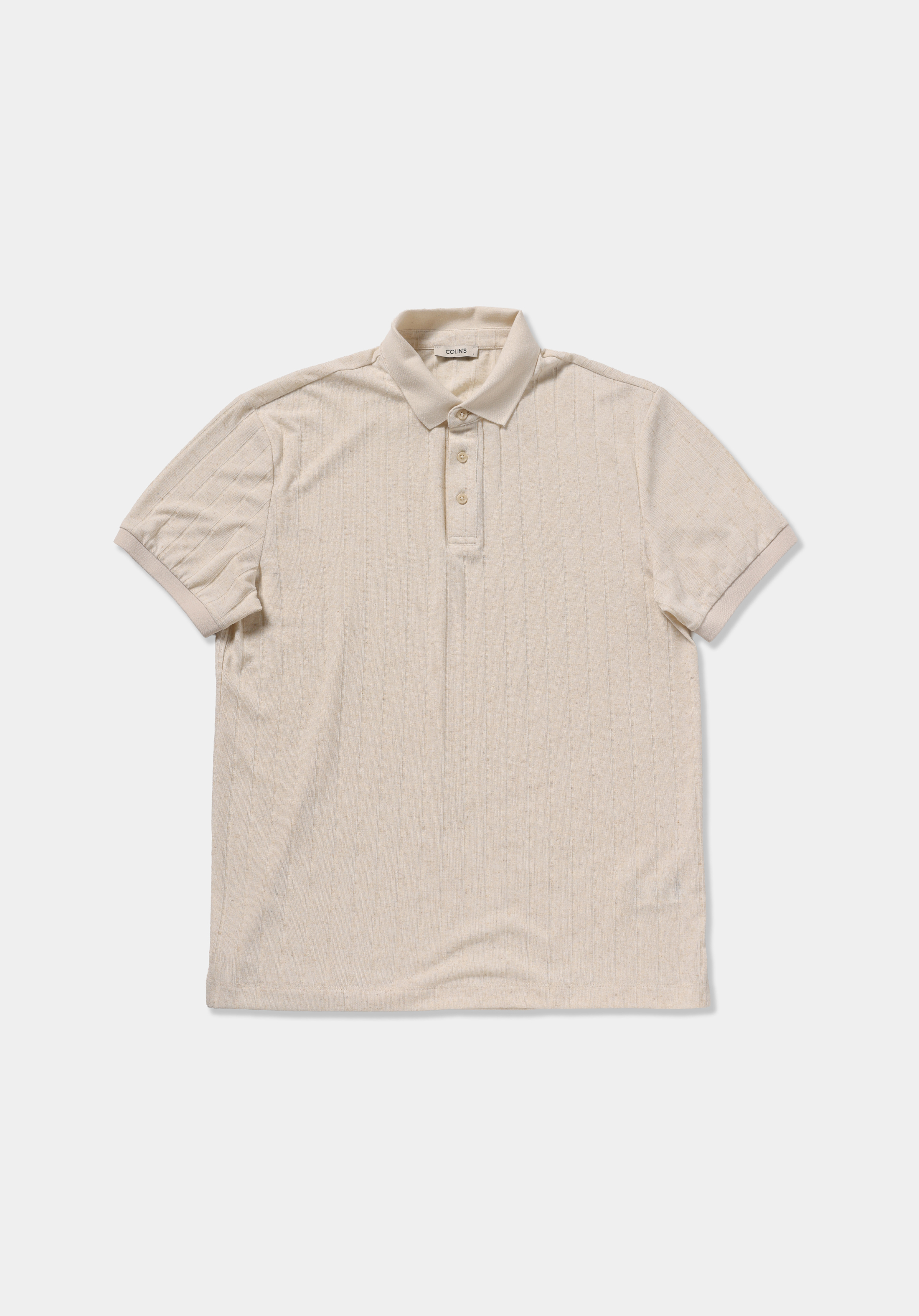 Regular Fit Polo Yaka Düz Erkek Bej Kısa Kol Tişört