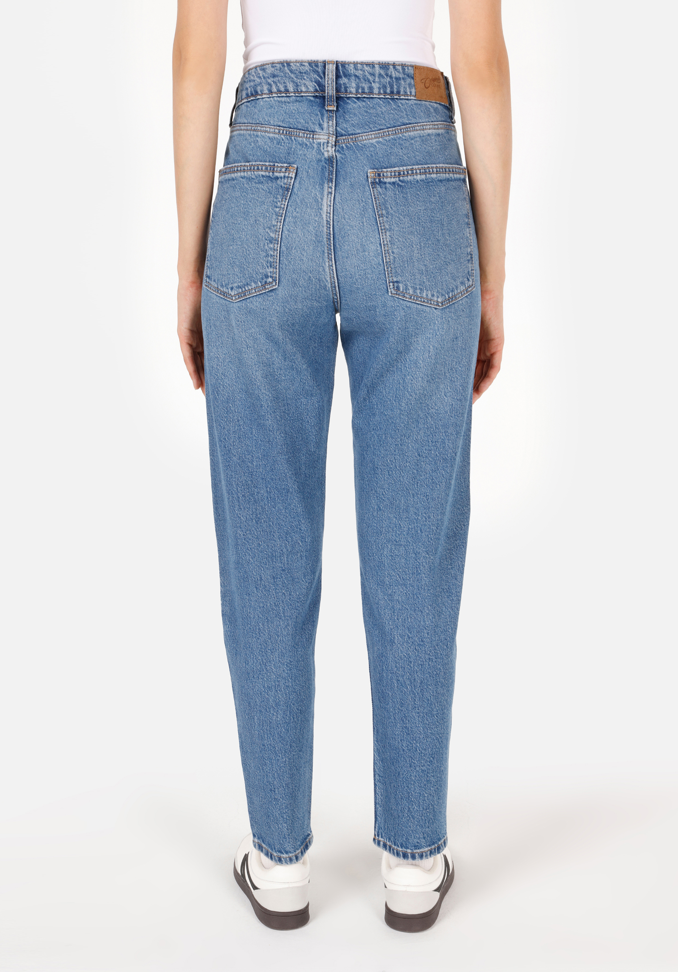 Boyfriend Fit   Kadın Mid İndigo Denim Jean Pantolon