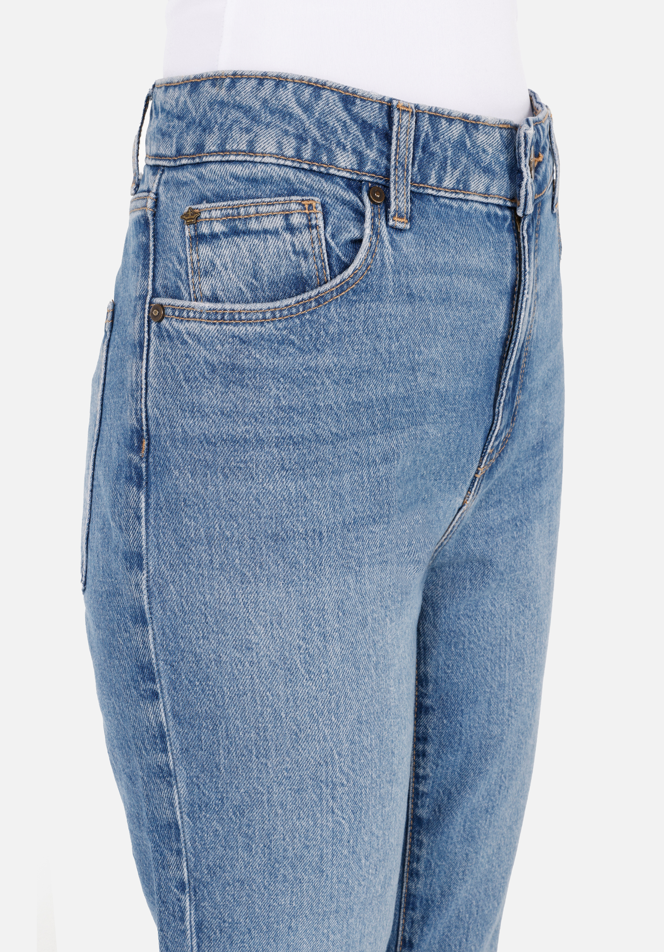 Boyfriend Fit   Kadın Mid İndigo Denim Jean Pantolon