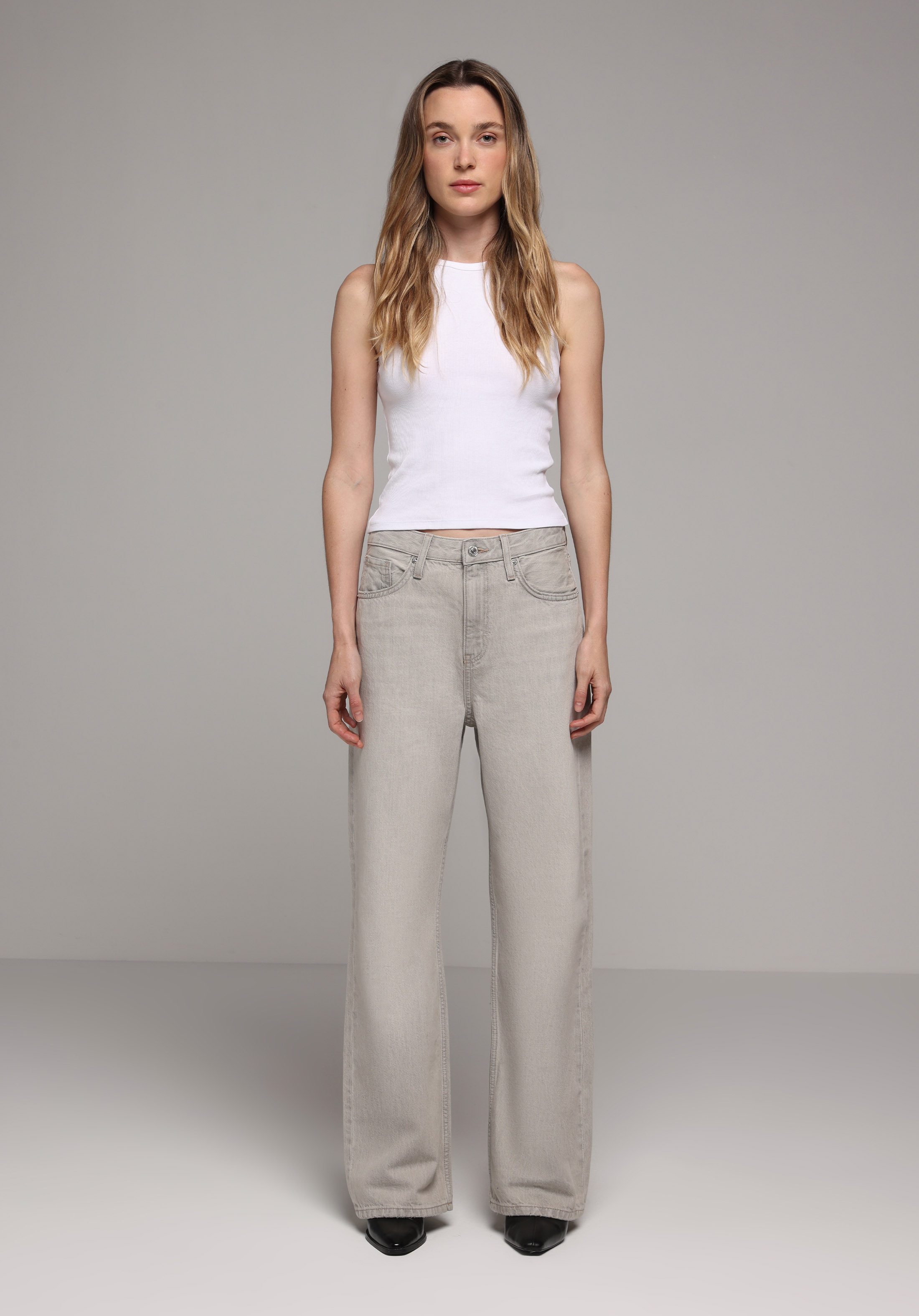 Straight Fit   Kadın Grey Denim Jean Pantolon