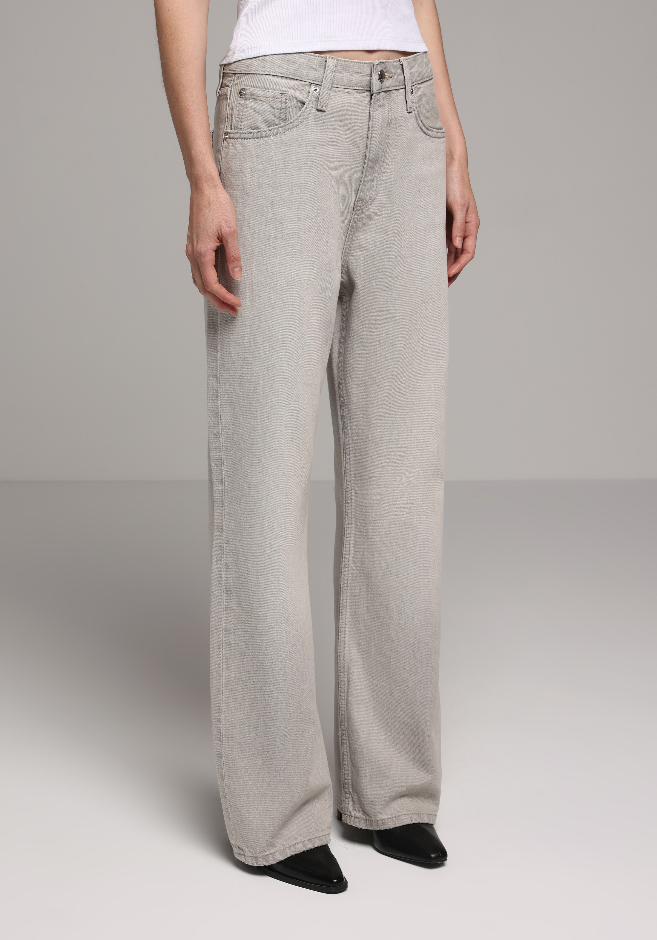 Straight Fit   Kadın Grey Denim Jean Pantolon