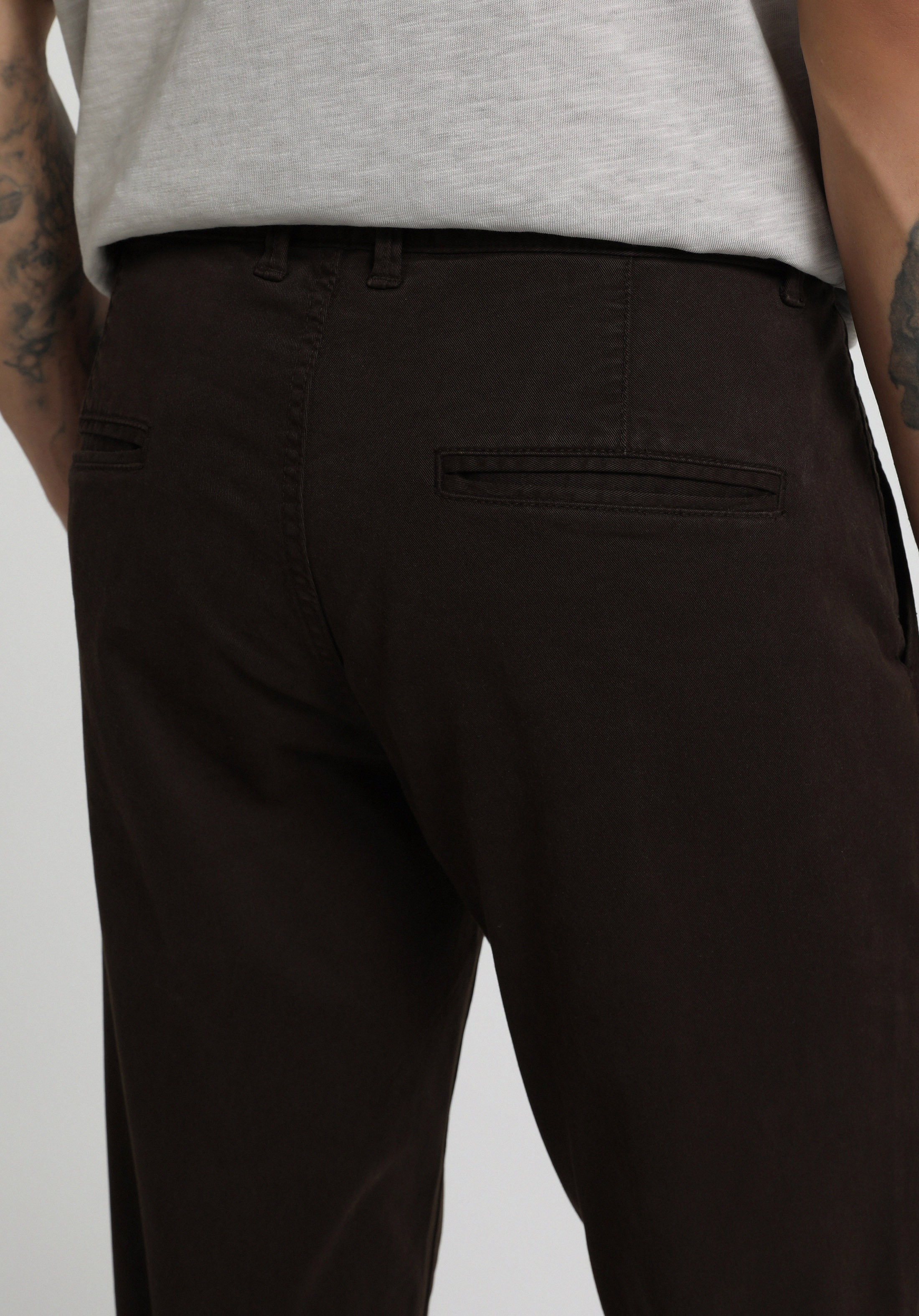 Slim Fit Orta Bel Düz Paça Erkek Kahverengi  Pantolon