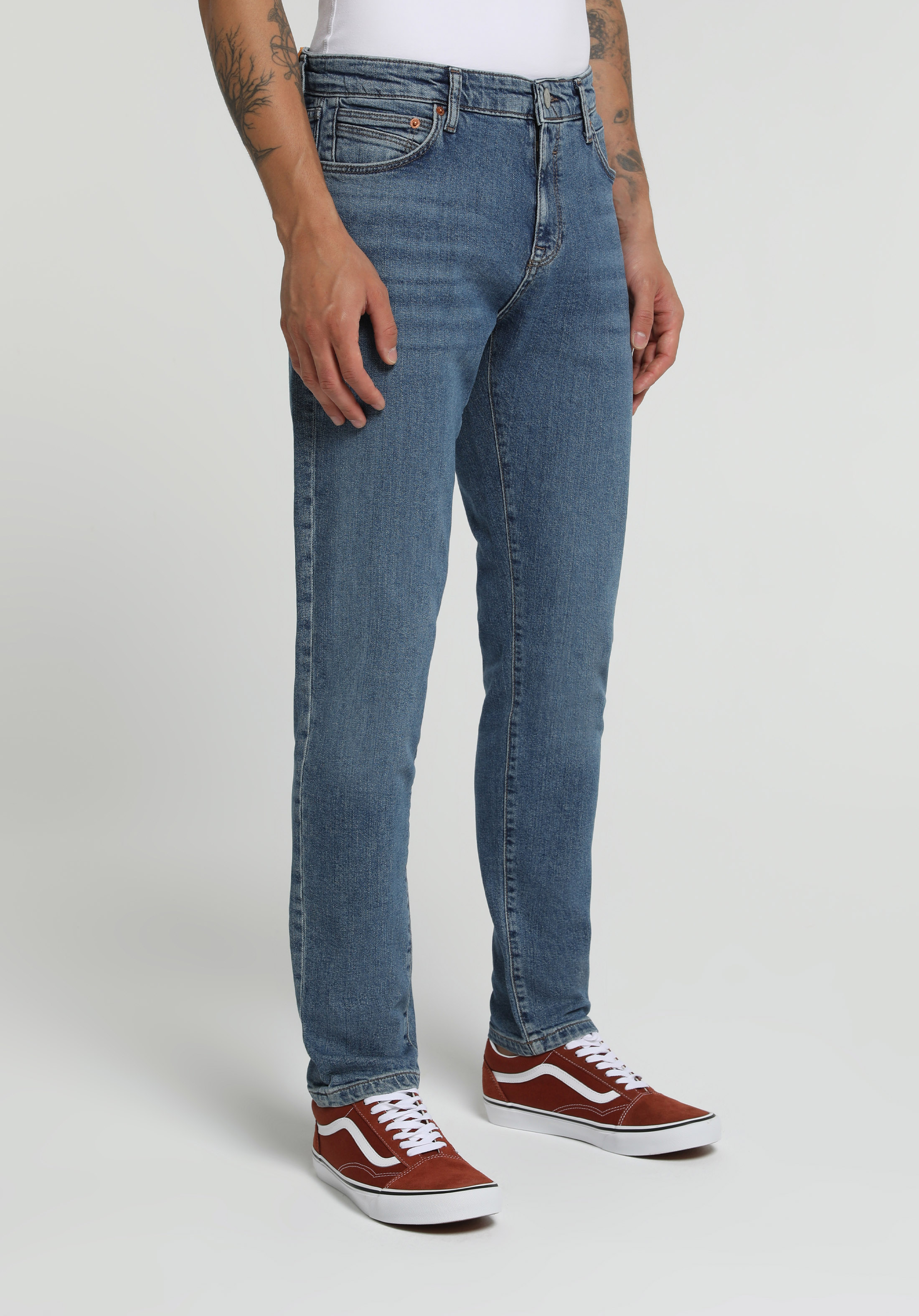 Slim Fit   Erkek Mid İndigo Denim Jean Pantolon