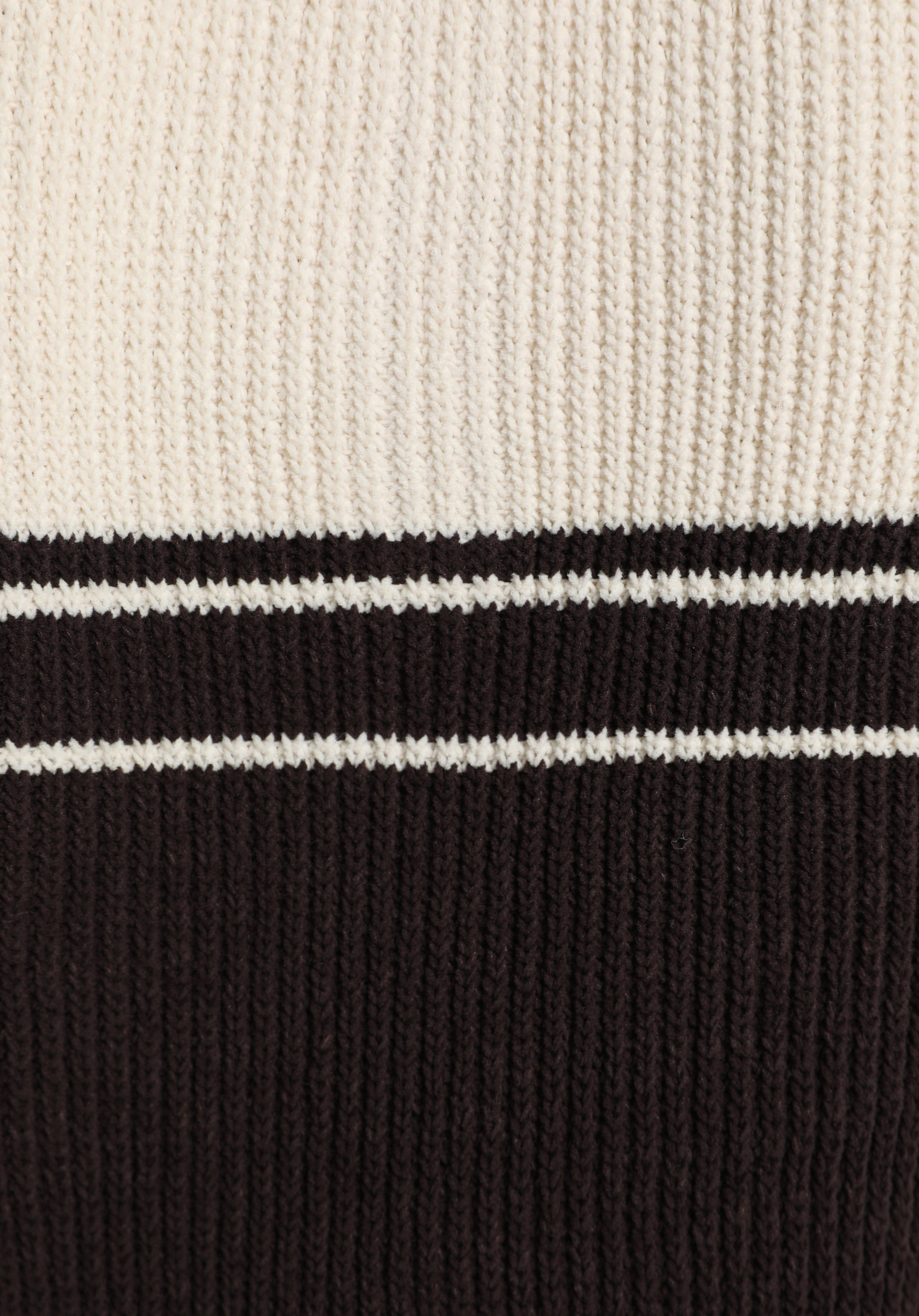 Slim Fit Polo Yaka Çizgili Kadın Kahverengi Kısa Kol Kazak