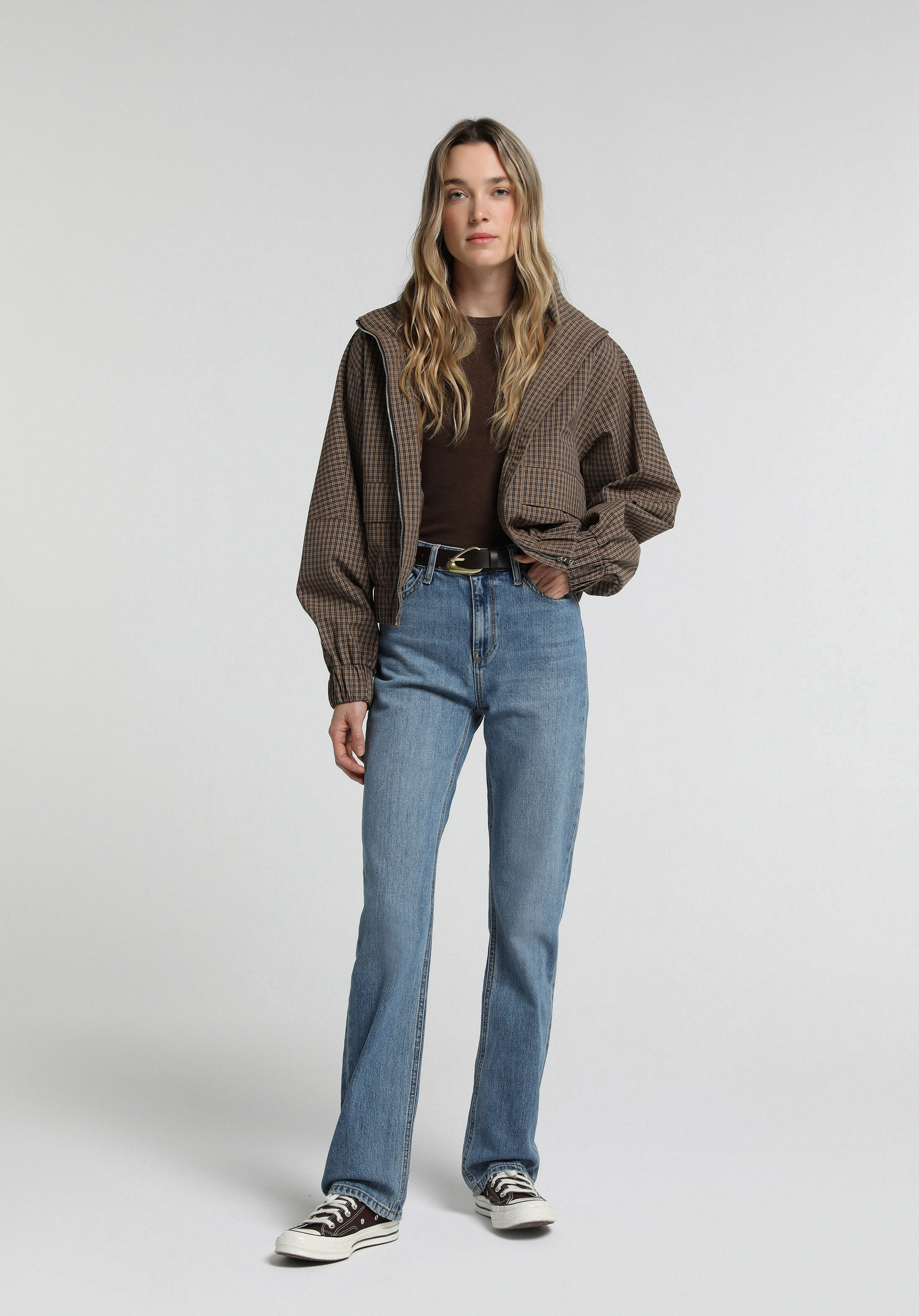 Fashion Fit Fermuarlı Astarlı  Kadın Kahverengi Ceket