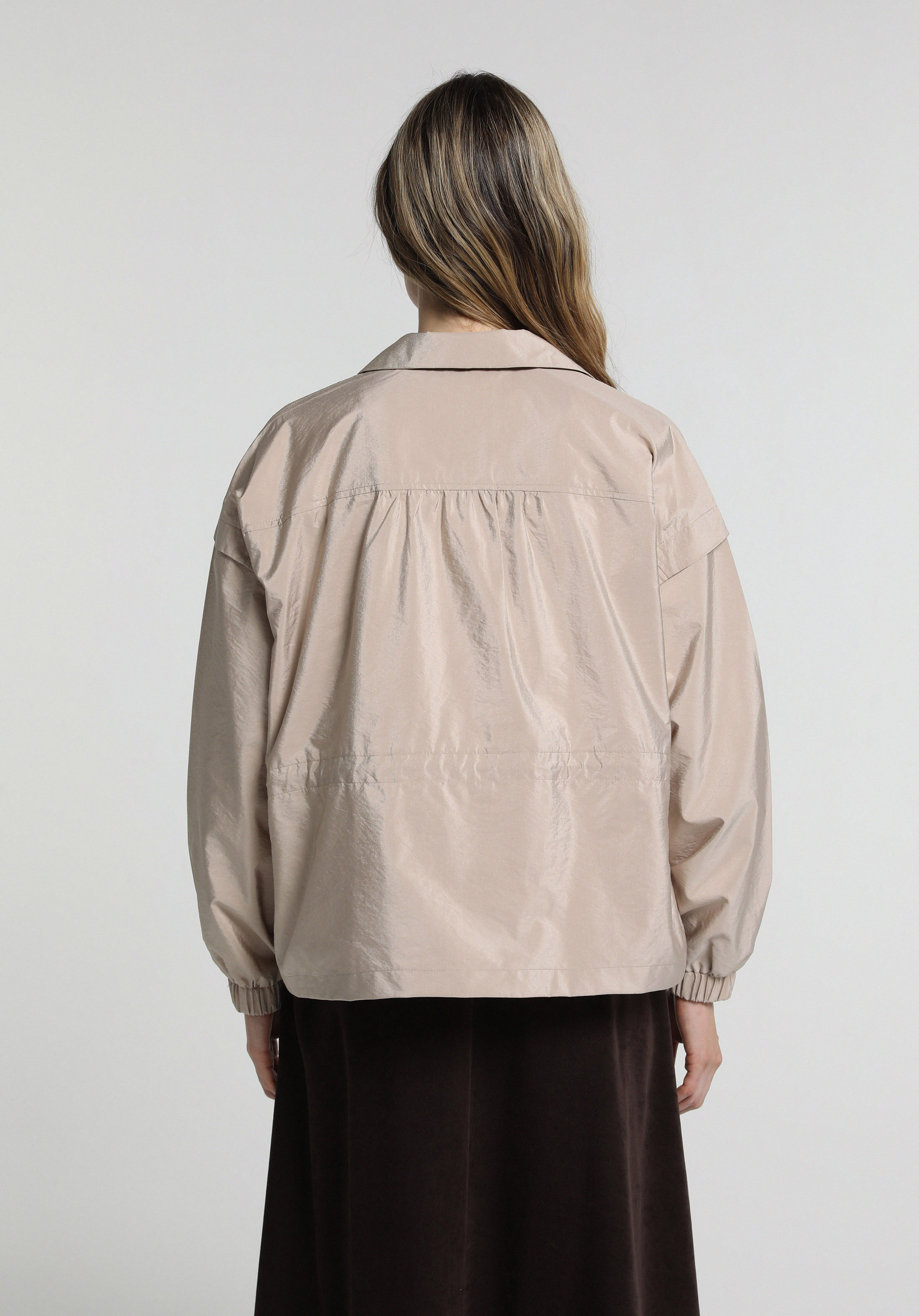 Fashion Fit Çıtçıtlı Astarsız  Kadın Bej Ceket
