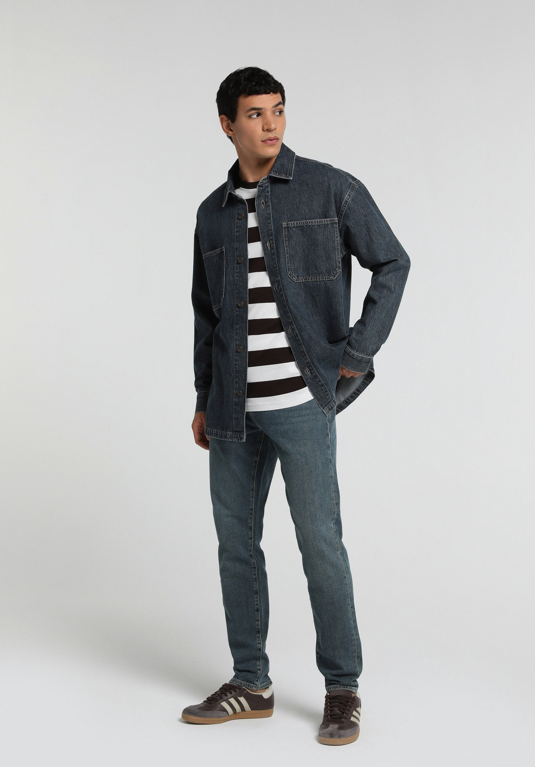 Slim Fit   Erkek Over Dyed Denim Jean Pantolon