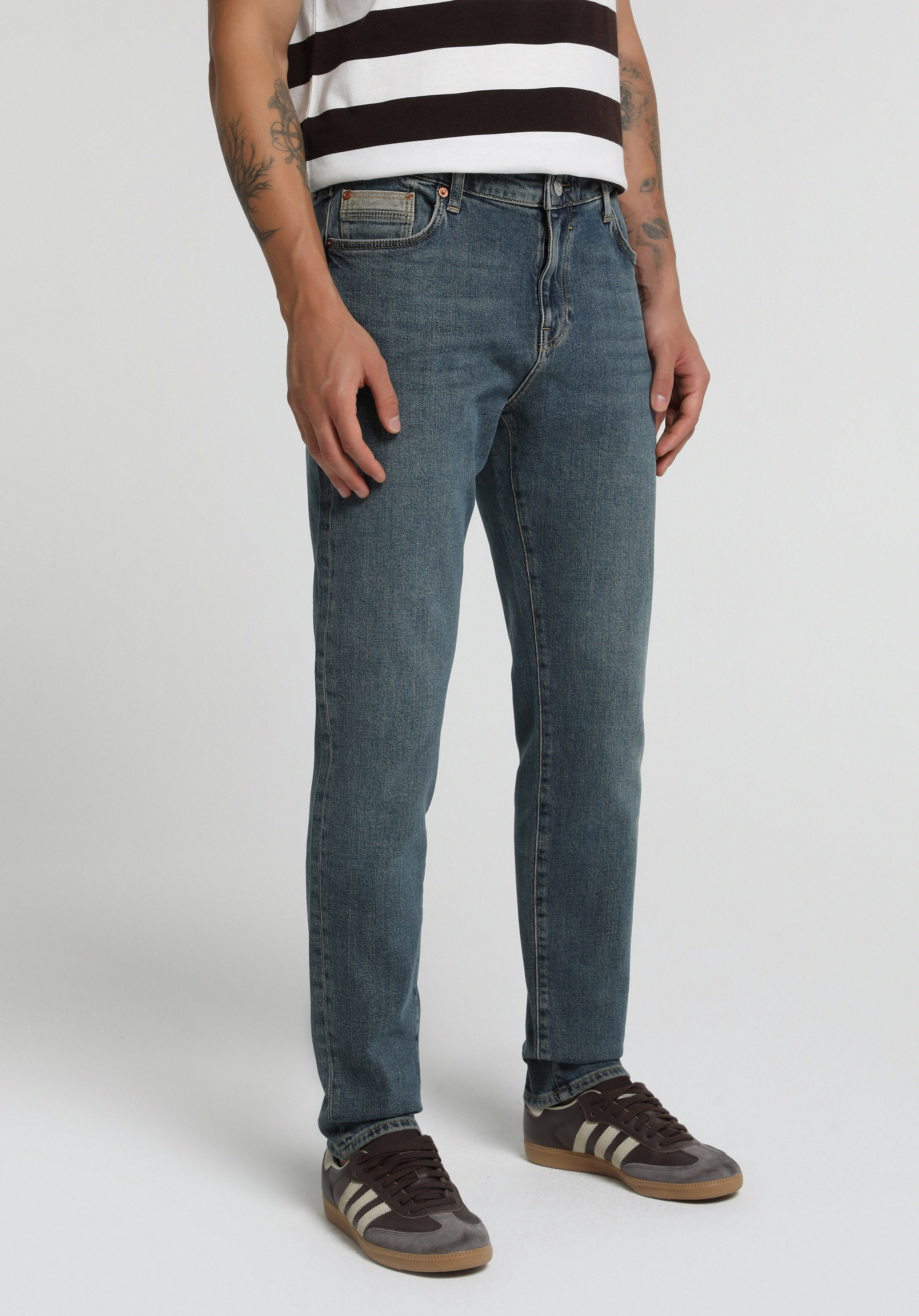 Slim Fit   Erkek Over Dyed Denim Jean Pantolon