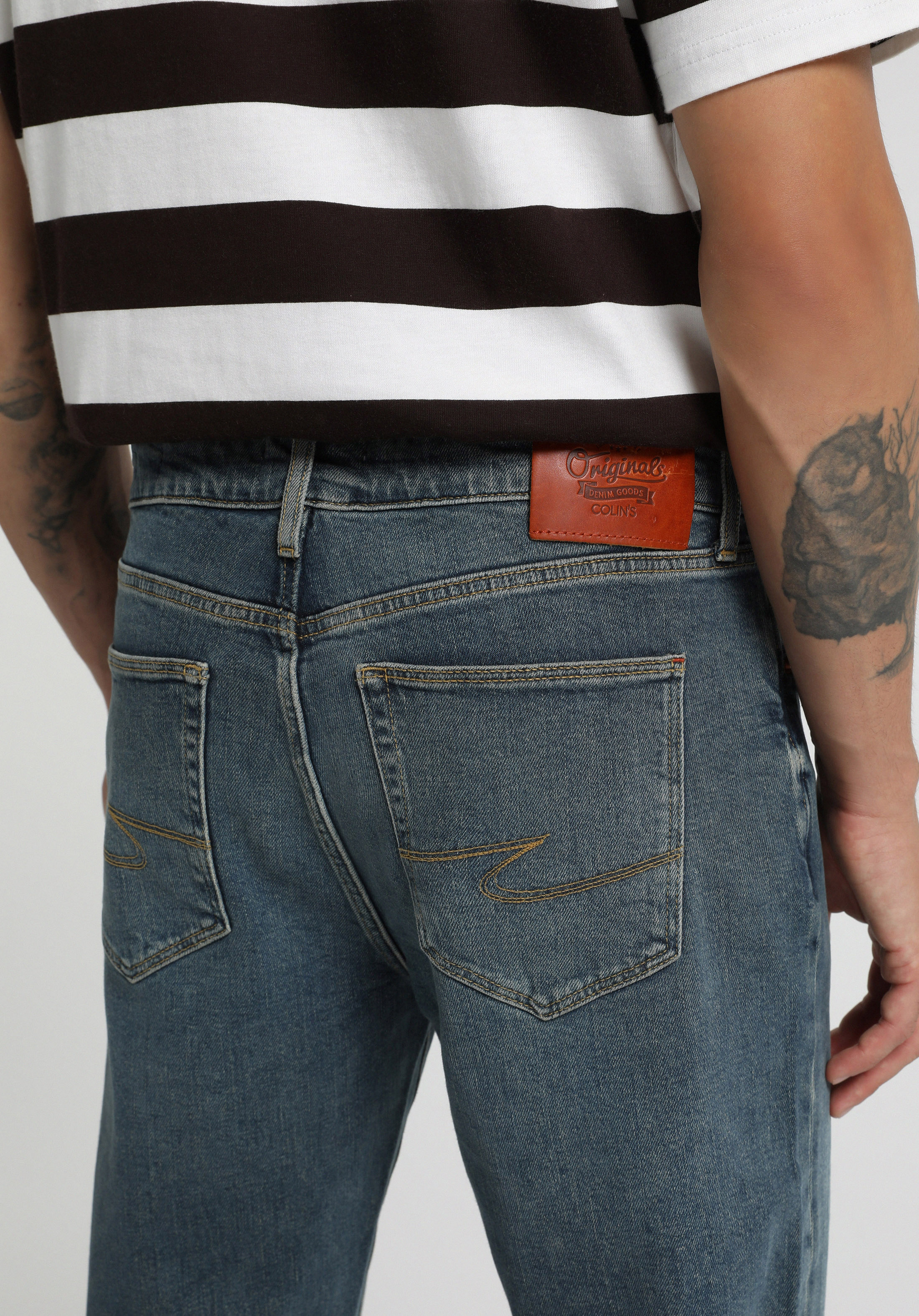 Slim Fit   Erkek Over Dyed Denim Jean Pantolon