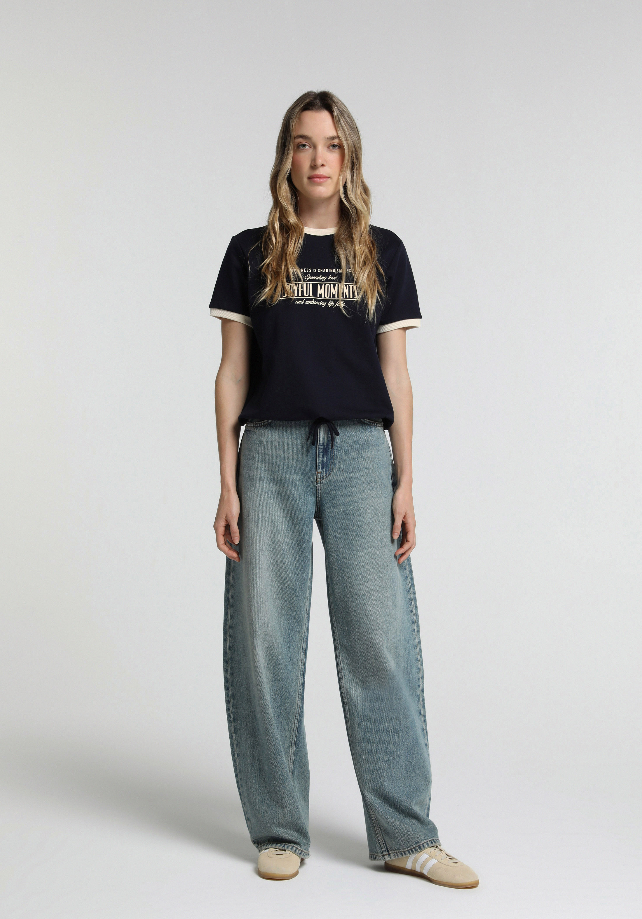 Baggy Tapered Fit   Kadın Green Cast Denim Jean Pantolon