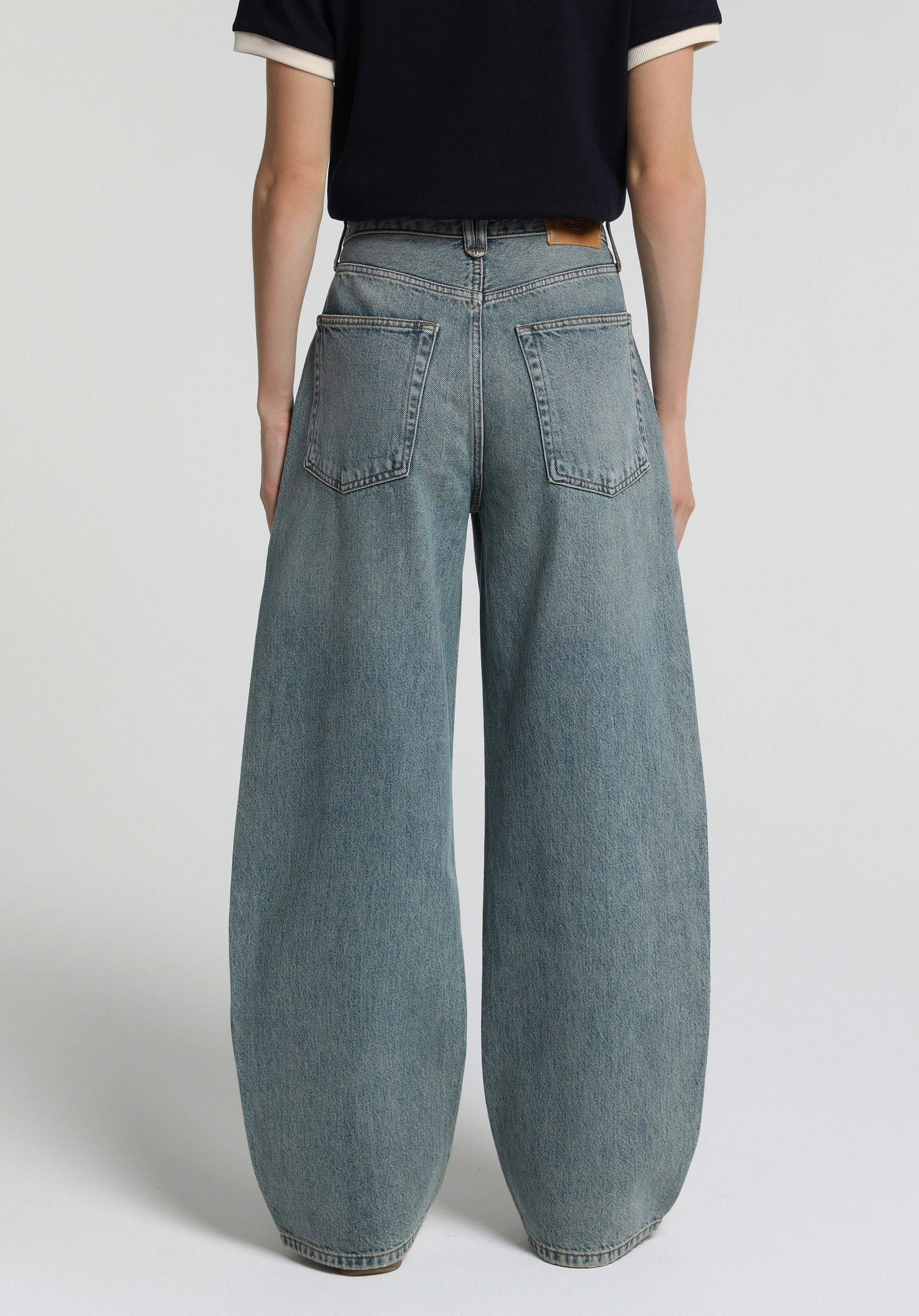 Baggy Tapered Fit   Kadın Green Cast Denim Jean Pantolon