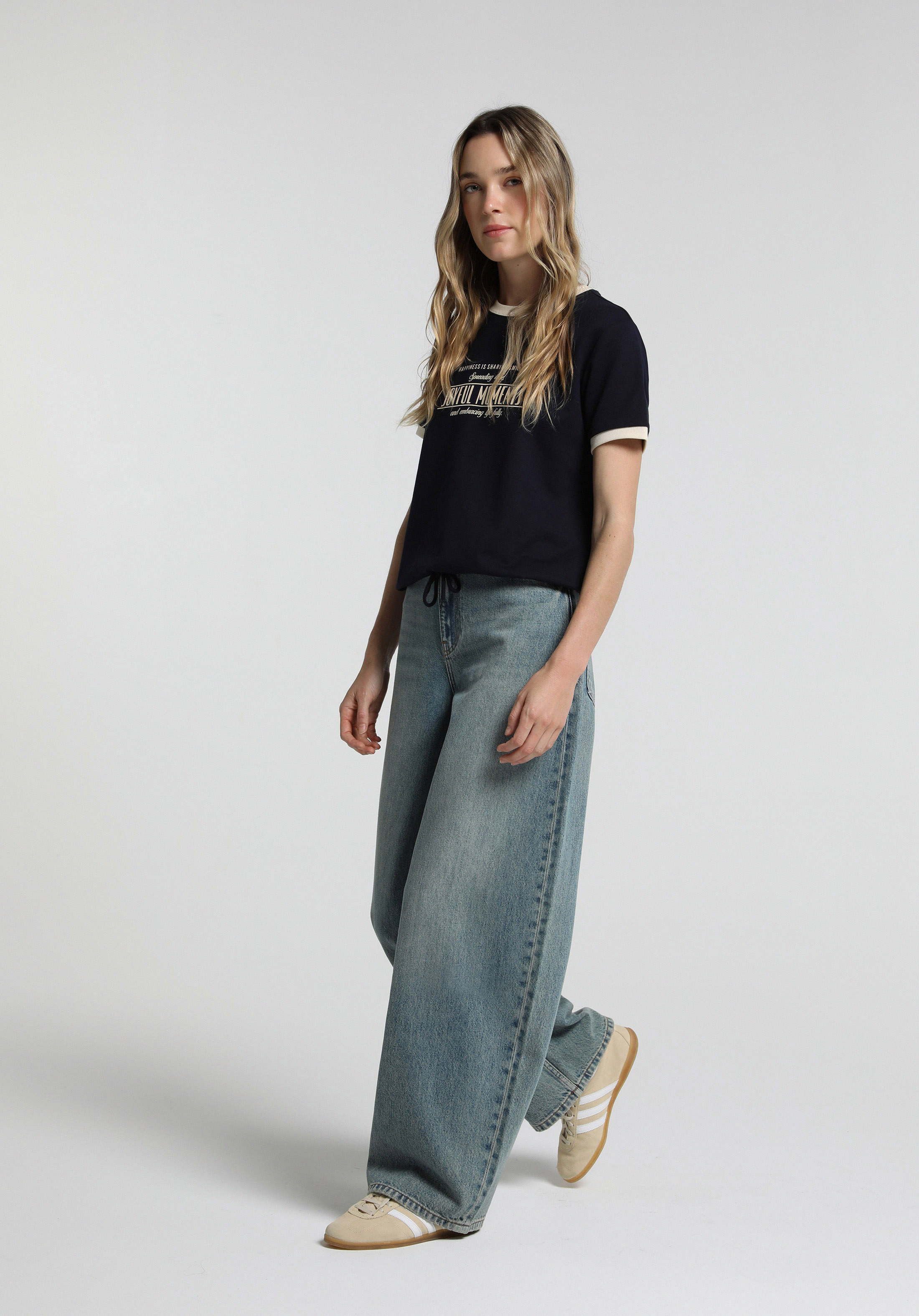 Baggy Tapered Fit   Kadın Green Cast Denim Jean Pantolon