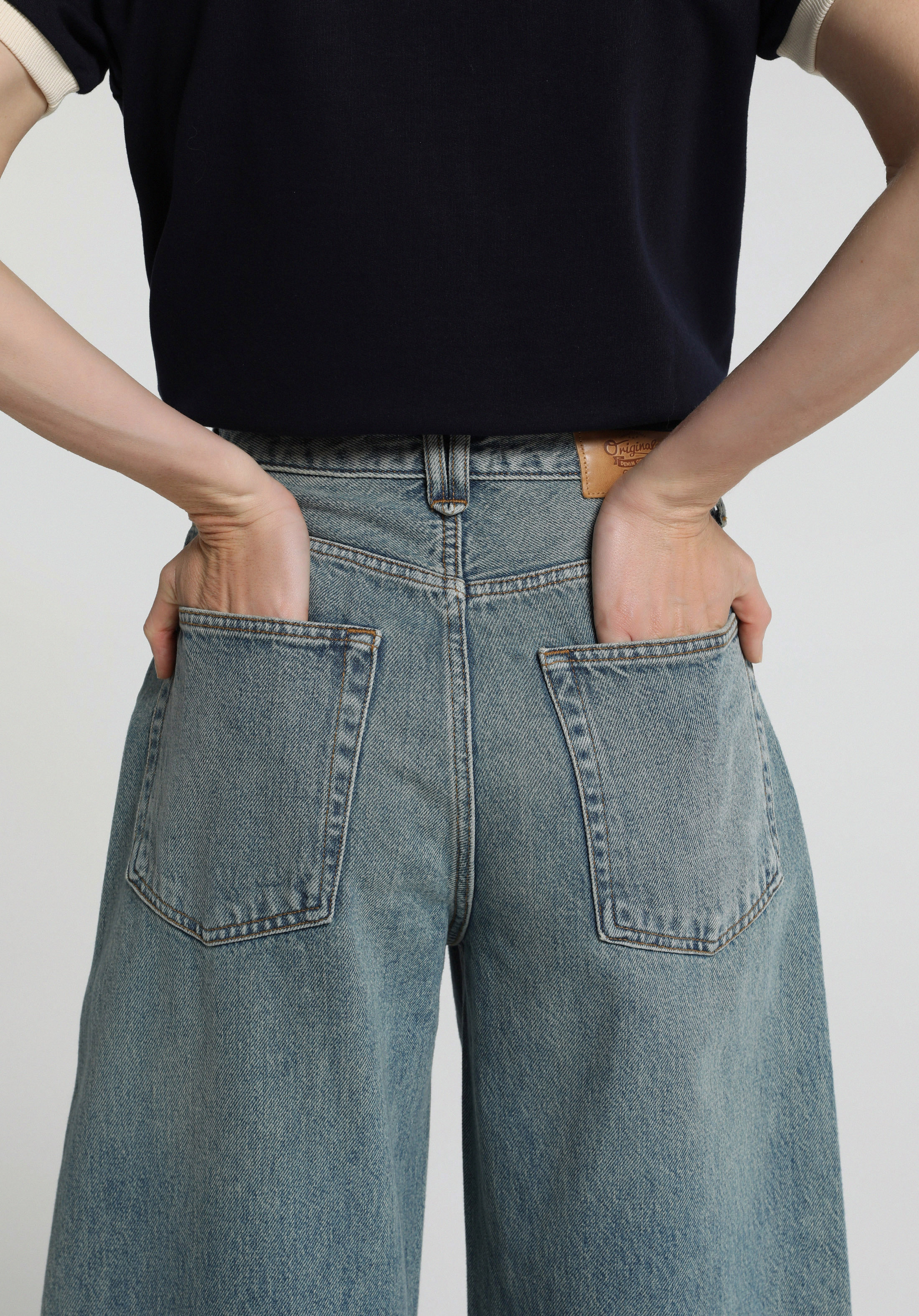 Baggy Tapered Fit   Kadın Green Cast Denim Jean Pantolon