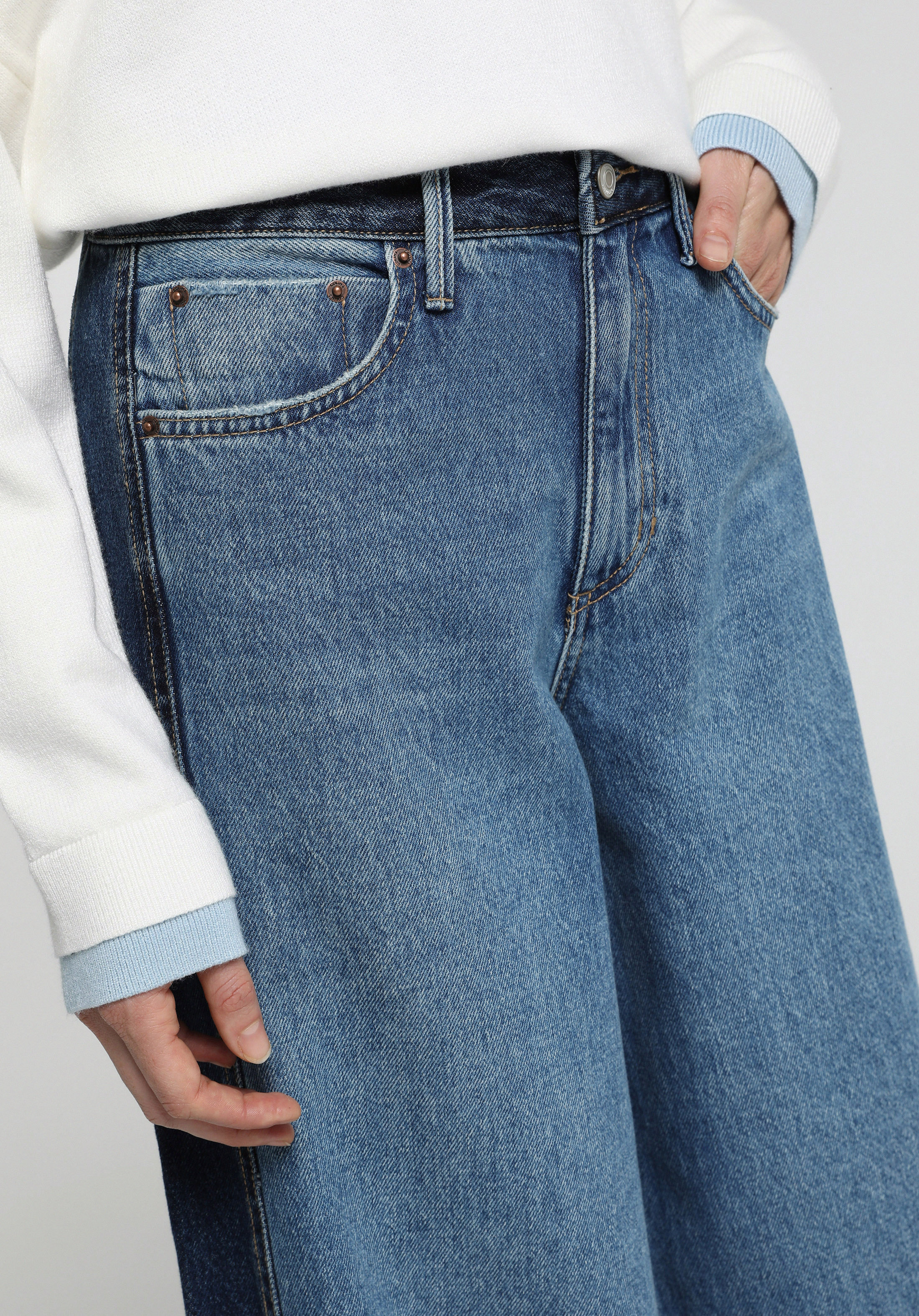 Baggy Wide Leg Fit   Kadın Dark İndigo Denim Jean Pantolon