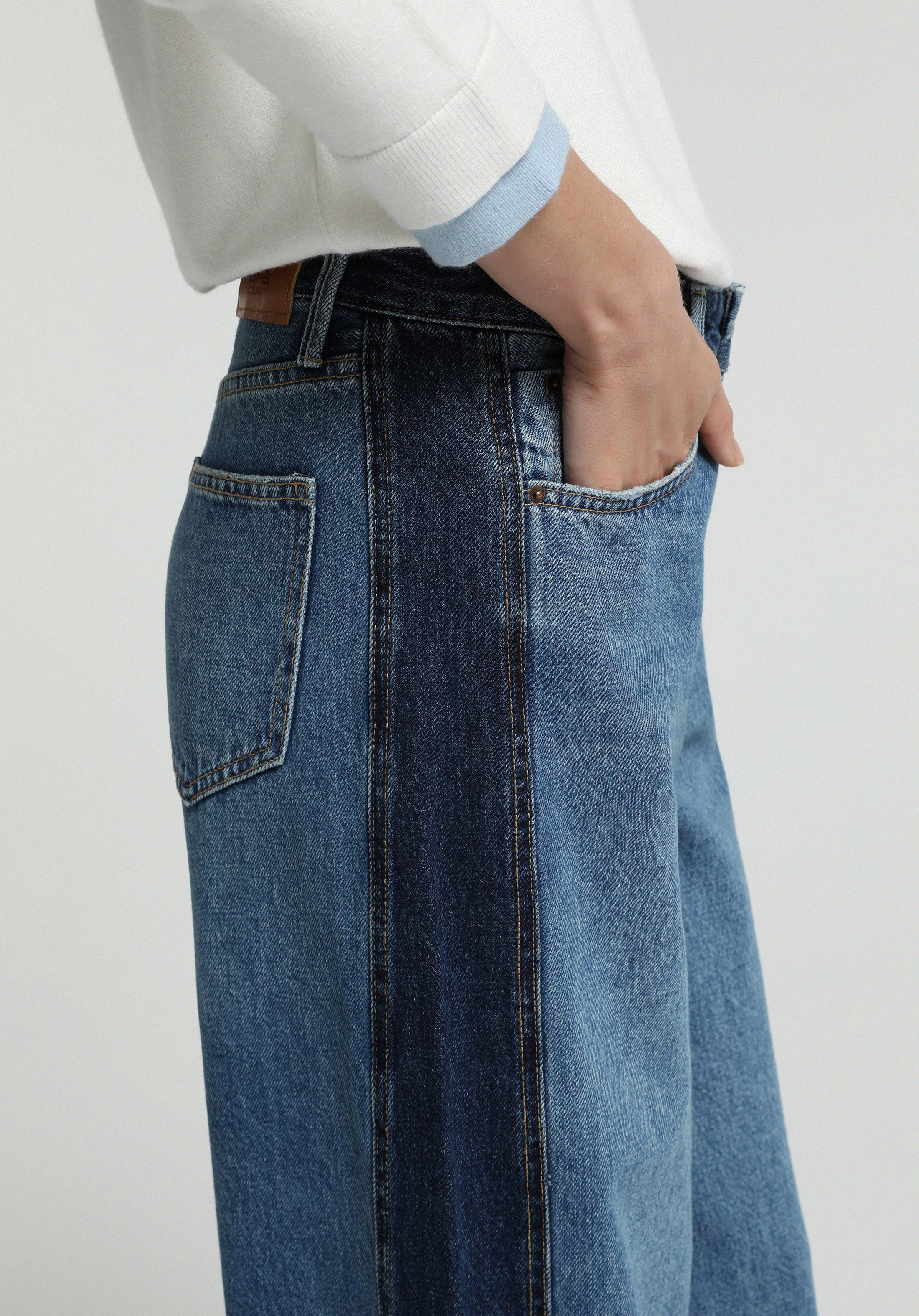 Baggy Wide Leg Fit   Kadın Dark İndigo Denim Jean Pantolon
