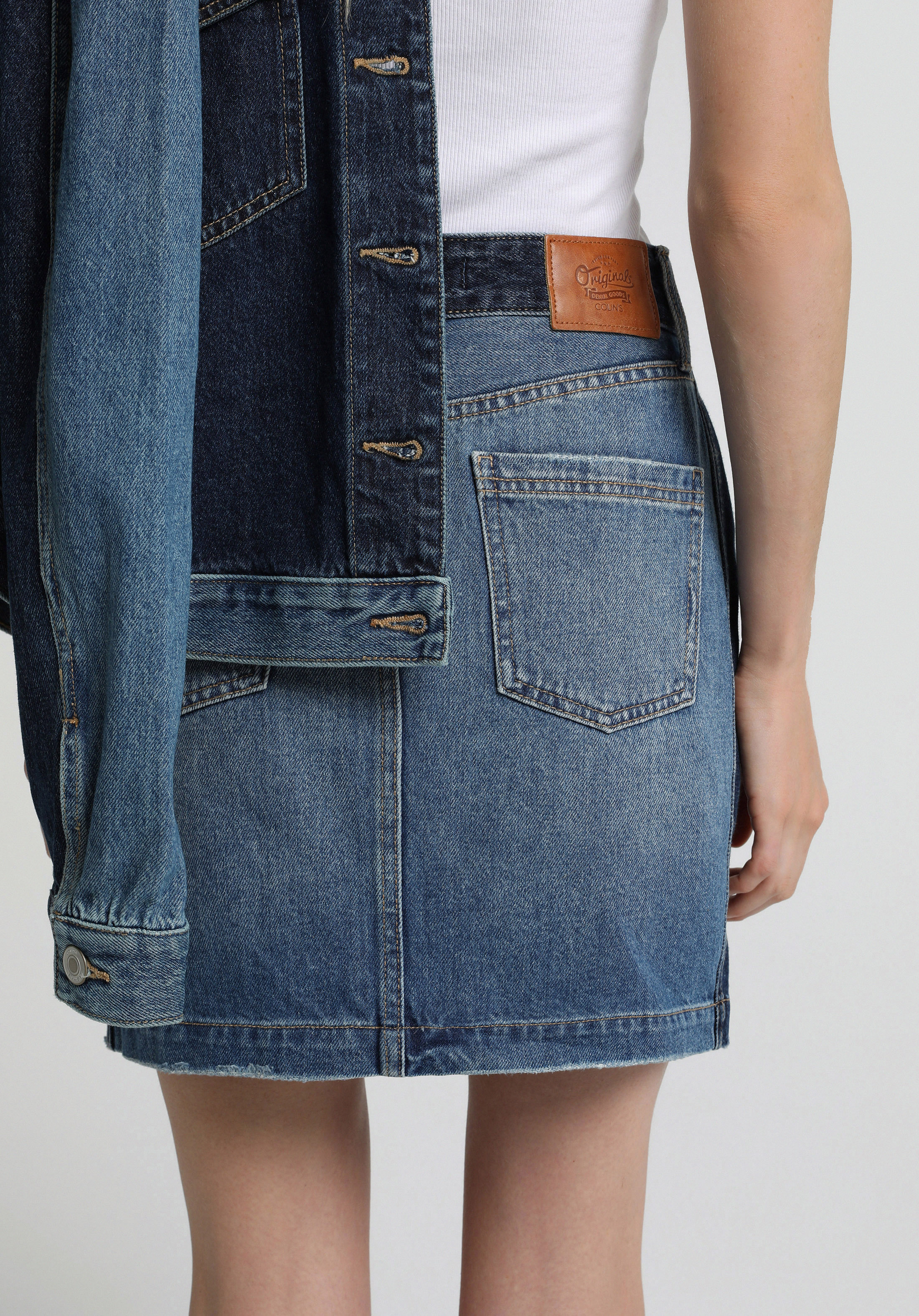 Slim Fit Düz Fermuarlı Kadın Dark İndigo Denim Etek
