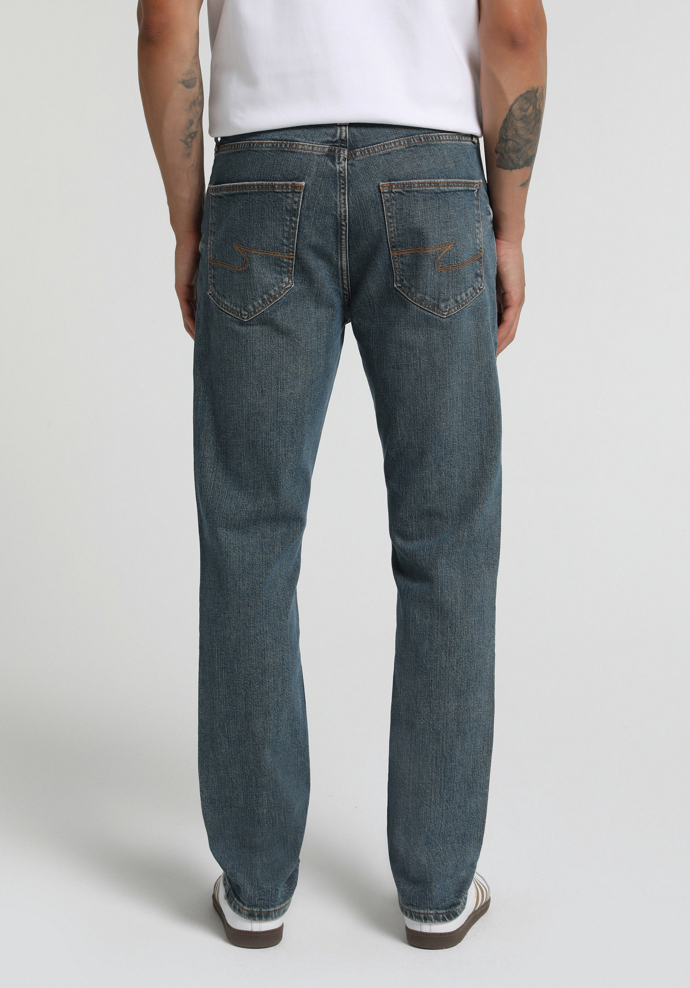 Straight Fit   Erkek Mid İndigo Denim Jean Pantolon