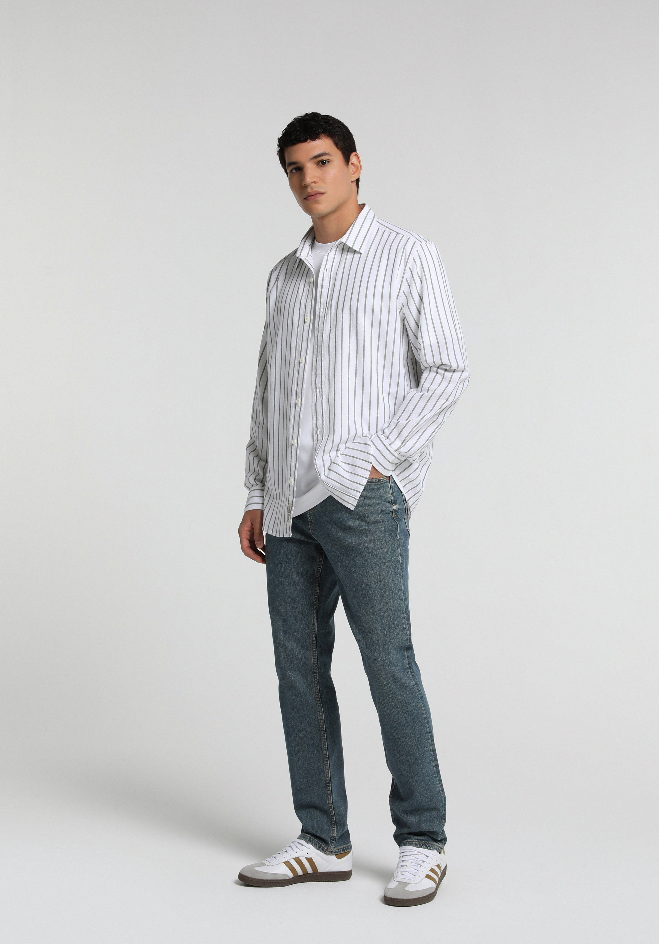 Straight Fit   Erkek Mid İndigo Denim Jean Pantolon