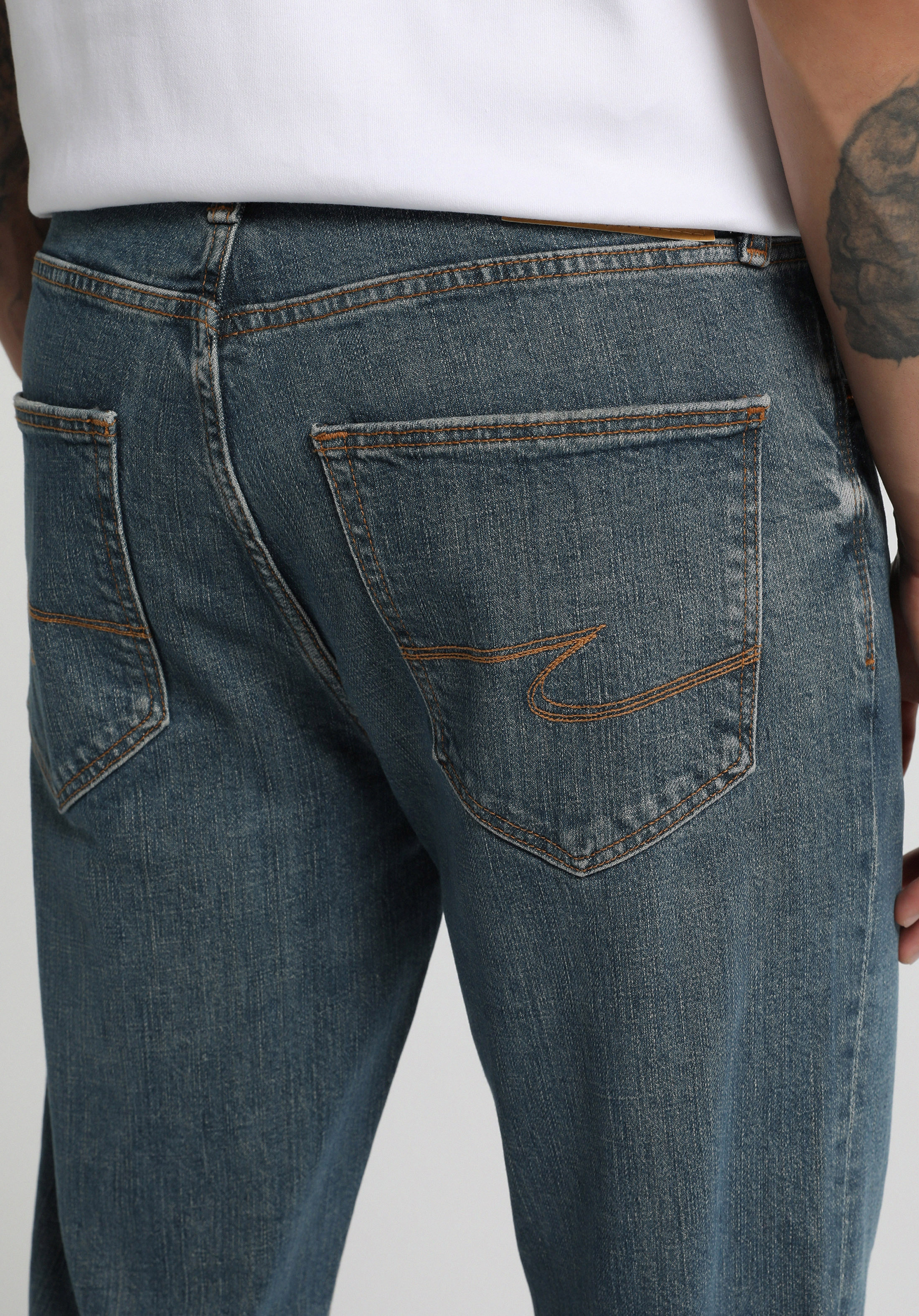 Straight Fit   Erkek Mid İndigo Denim Jean Pantolon