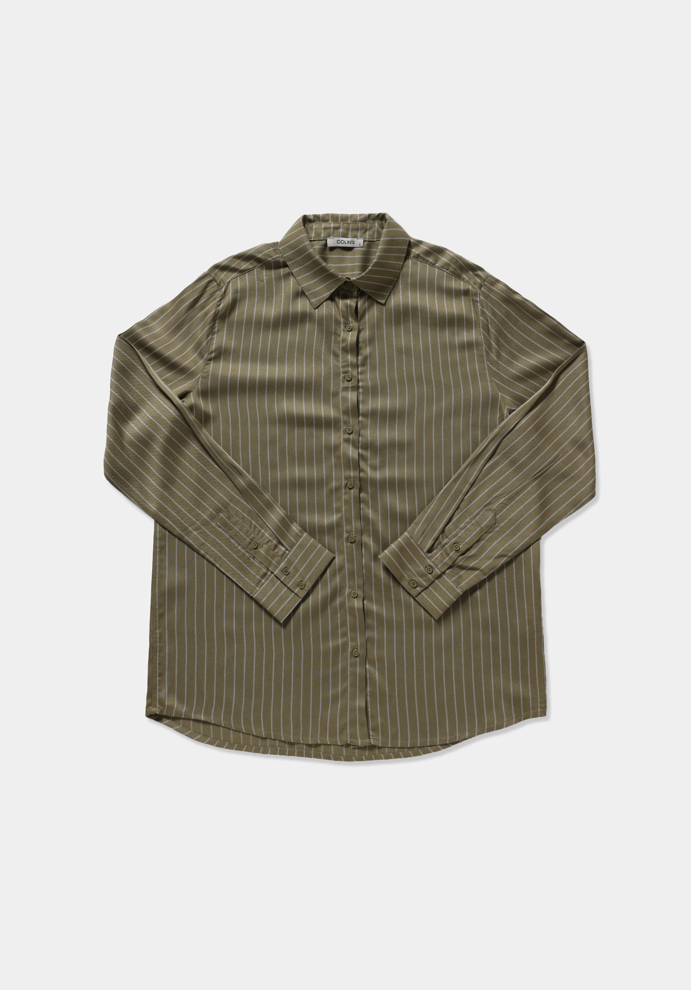 Fashion Fit Shirt Neck Çizgili Kadın  Uzun Kol Gömlek