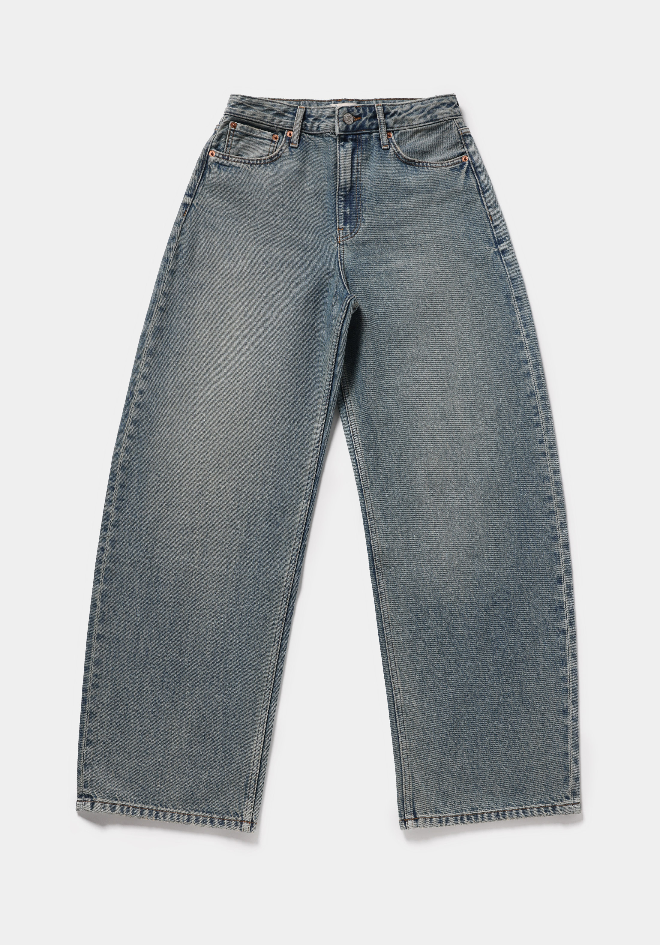 Baggy Tapered Fit   Kadın Green Cast Denim Jean Pantolon