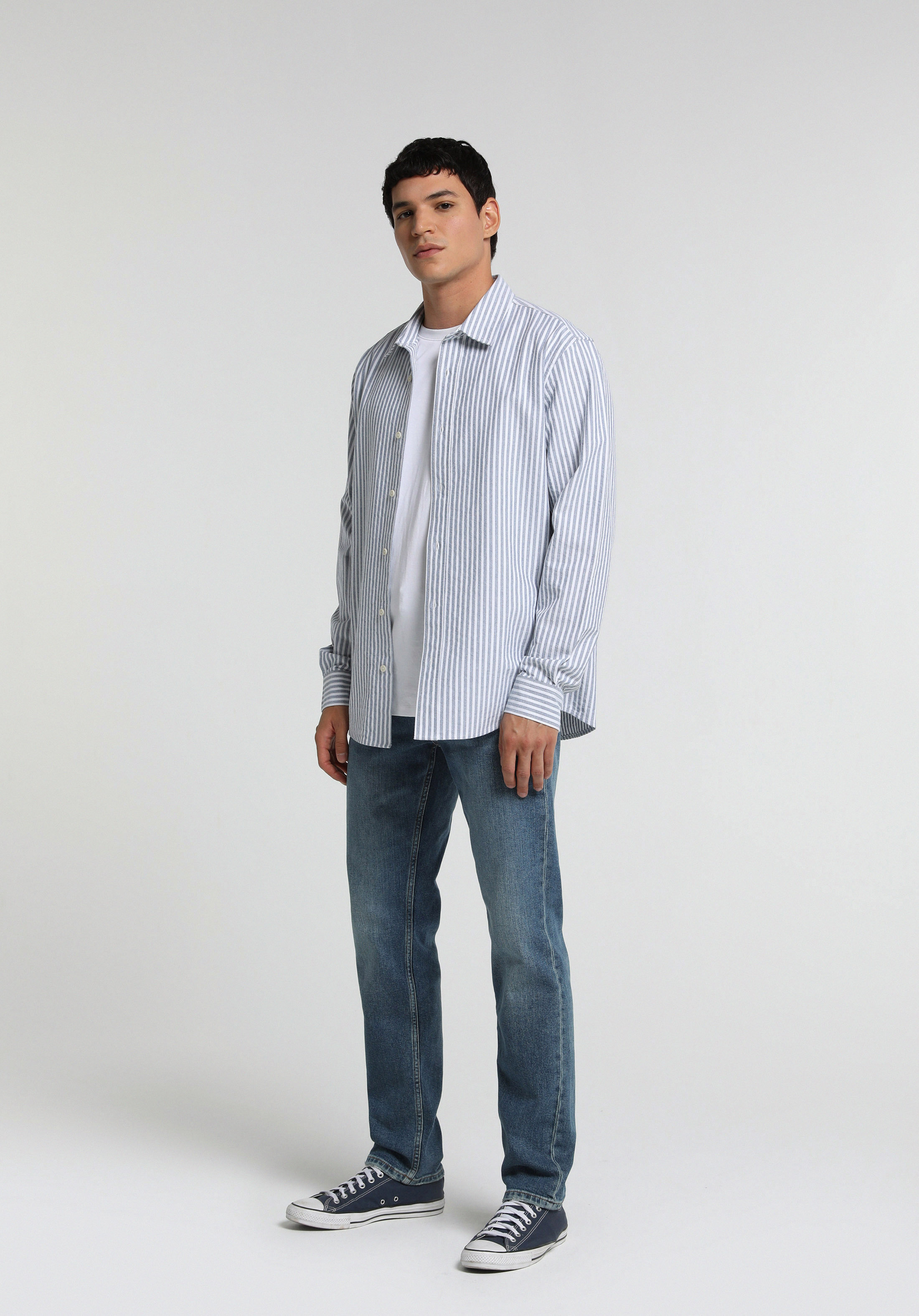 Straight Fit   Erkek Mid İndigo Denim Jean Pantolon