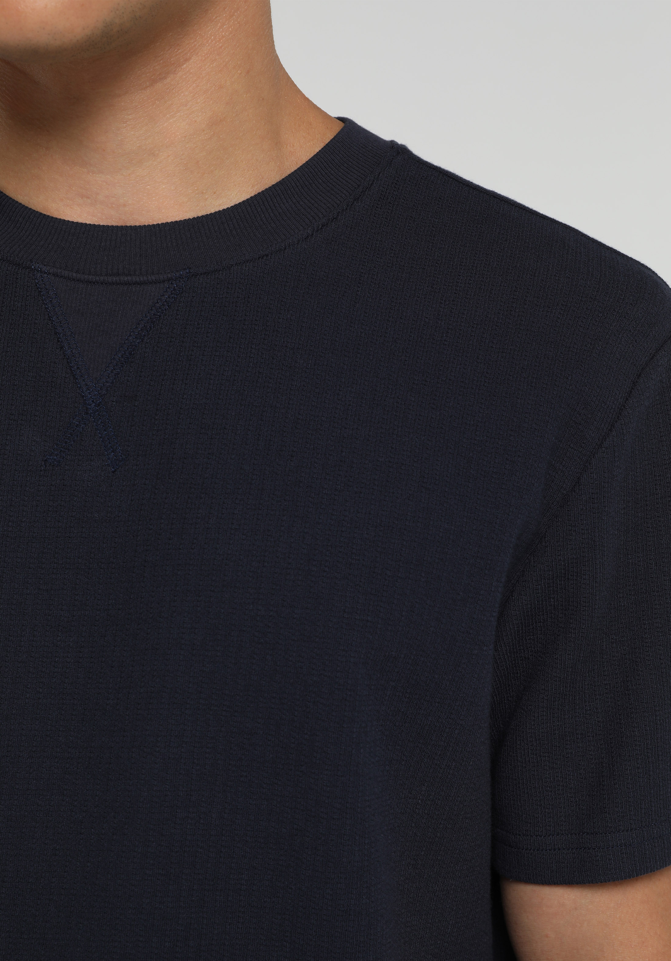 Regular Fit Yuvarlak Yaka Düz Erkek Lacivert Kısa Kol Tişört