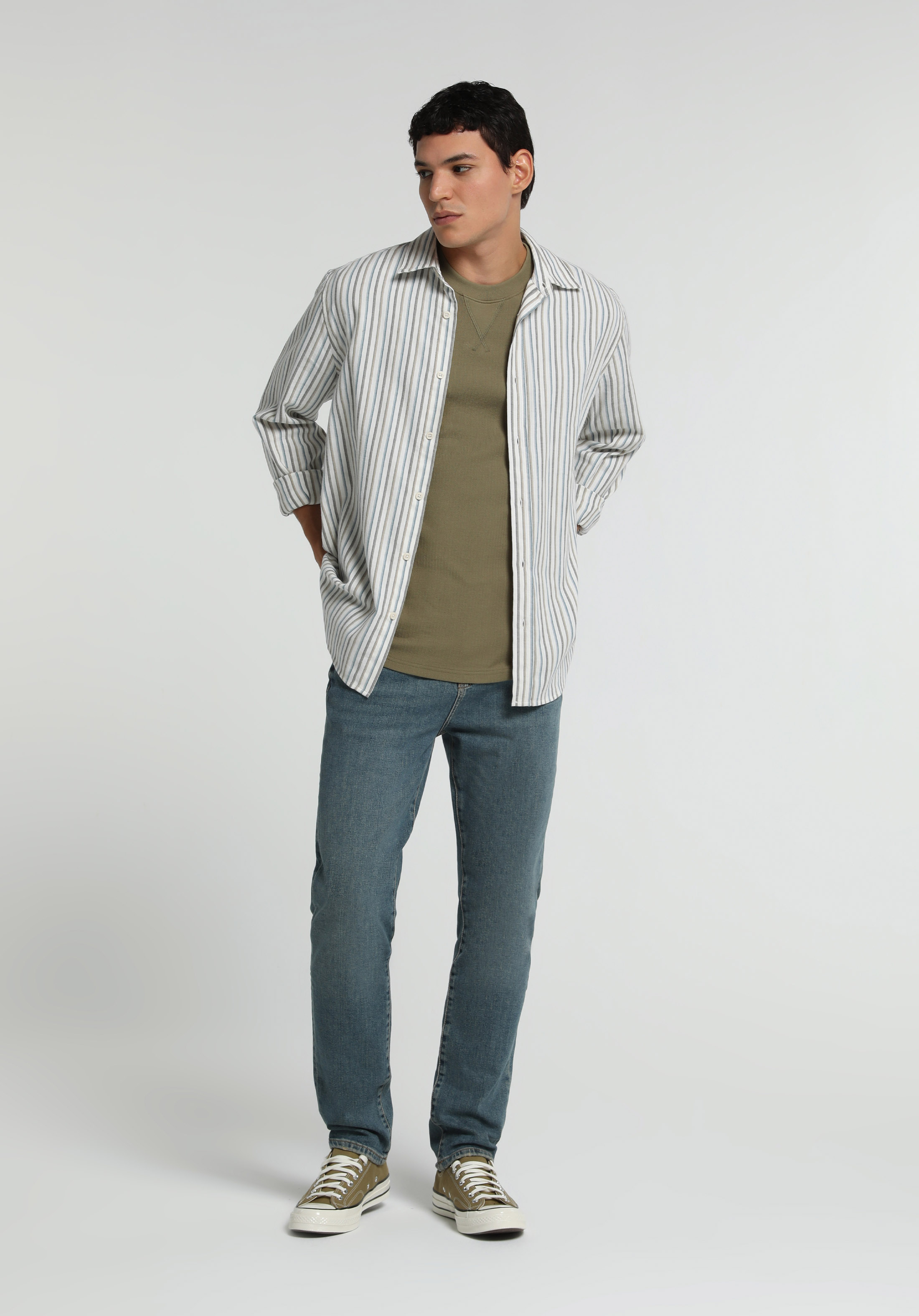 Skinny Fit   Erkek Green Cast Denim Jean Pantolon