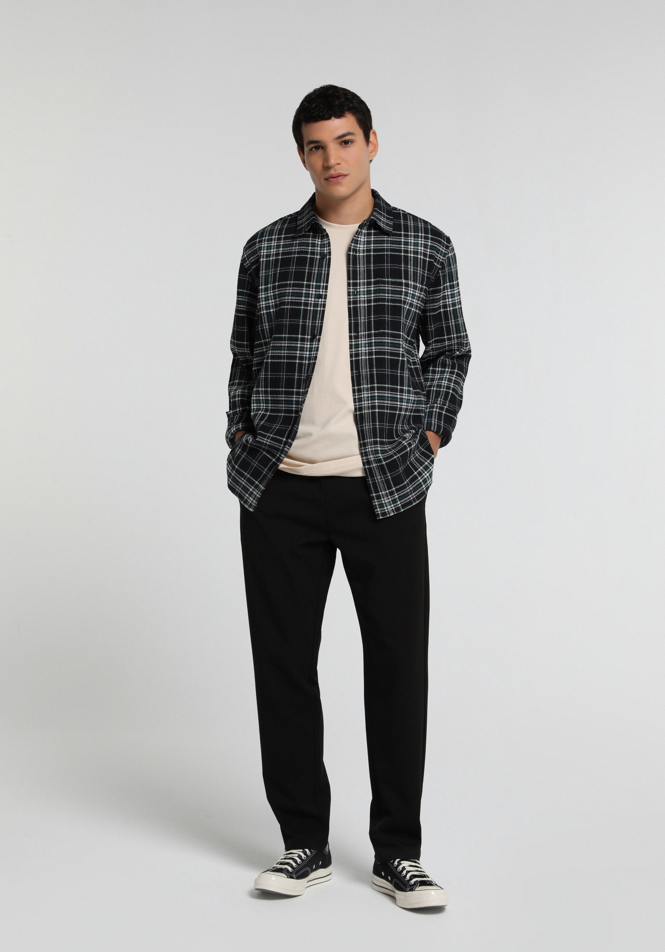 Regular Fit Orta Bel Düz Paça Erkek Siyah  Pantolon