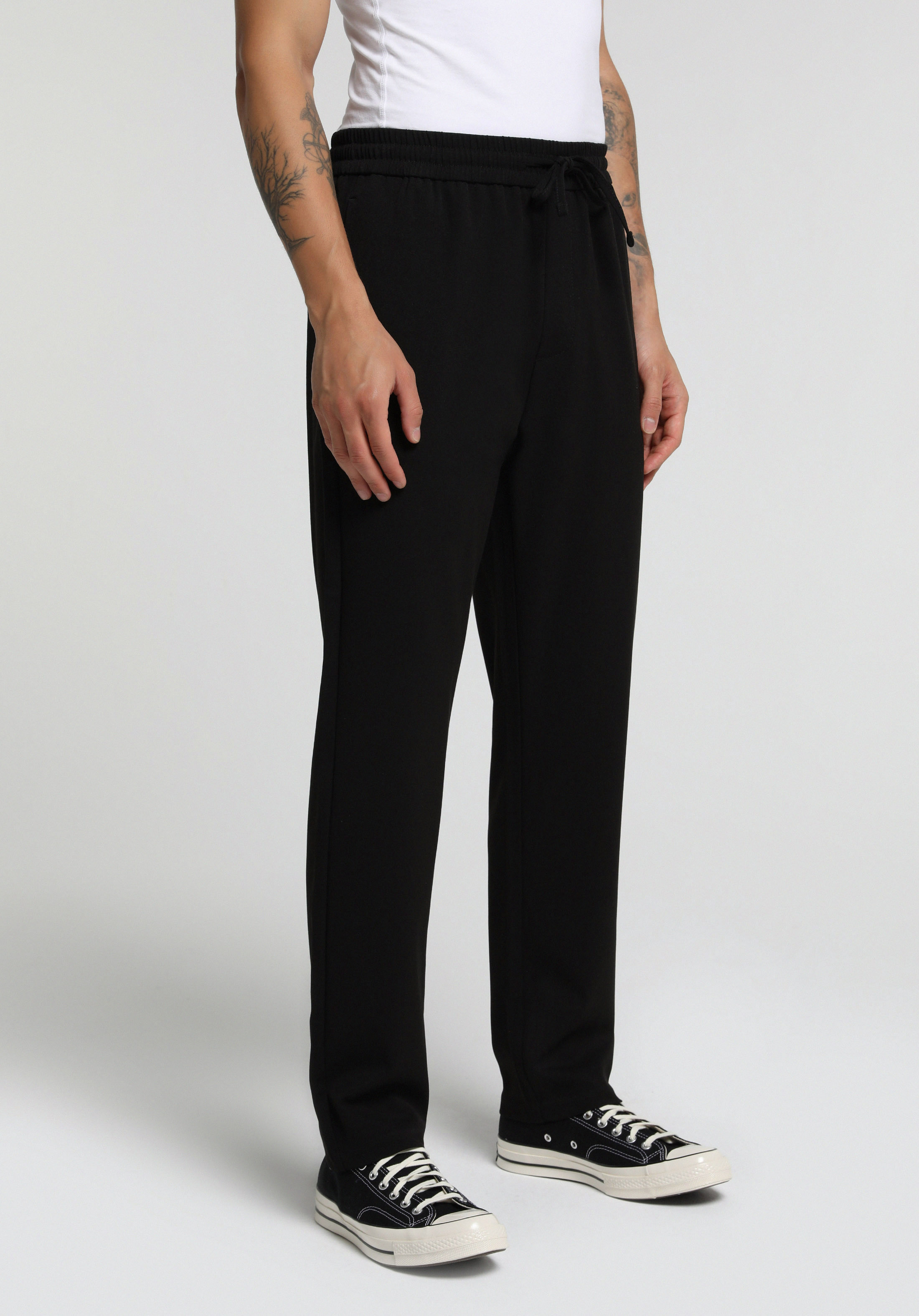 Regular Fit Orta Bel Düz Paça Erkek Siyah  Pantolon