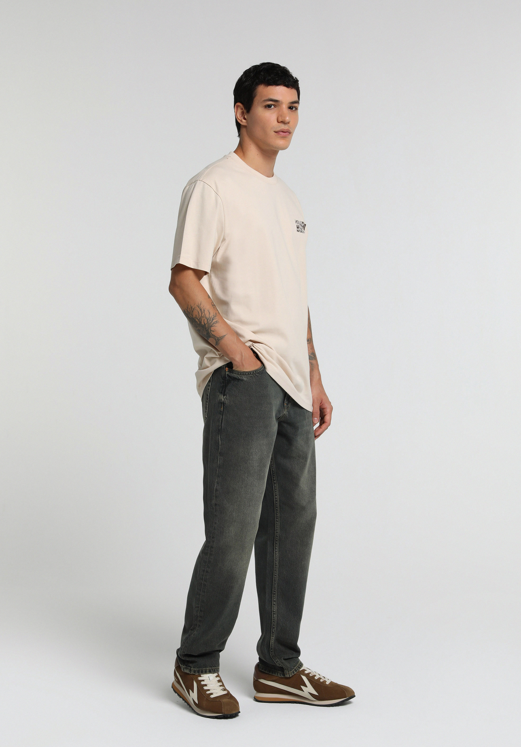 Tapered Fit   Erkek Over Dyed Denim Jean Pantolon