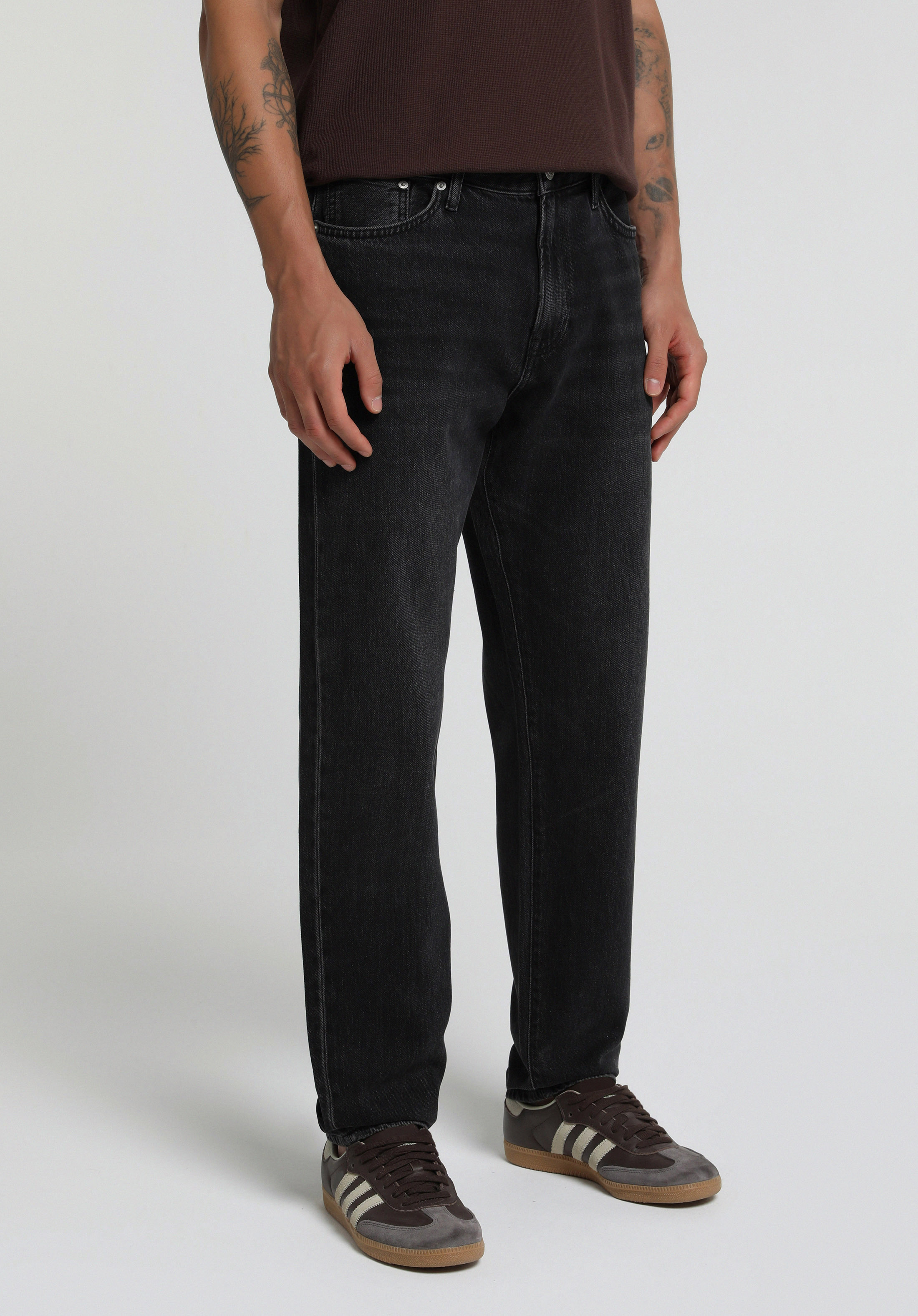 Tapered Fit   Erkek Black Black Denim Jean Pantolon