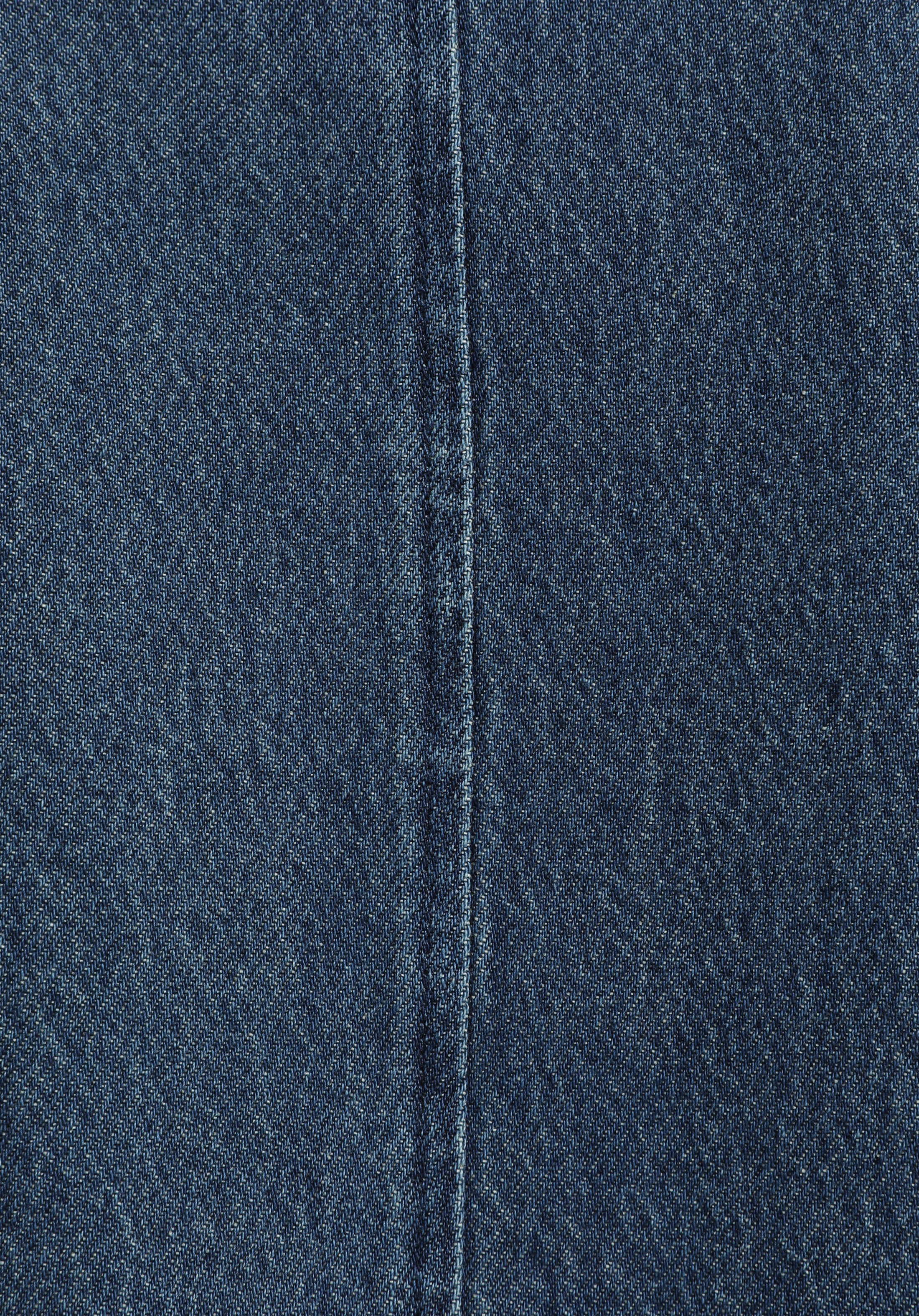 Oversize Fit Düz Kadın Dark İndigo Denim ¾ Kol Elbise