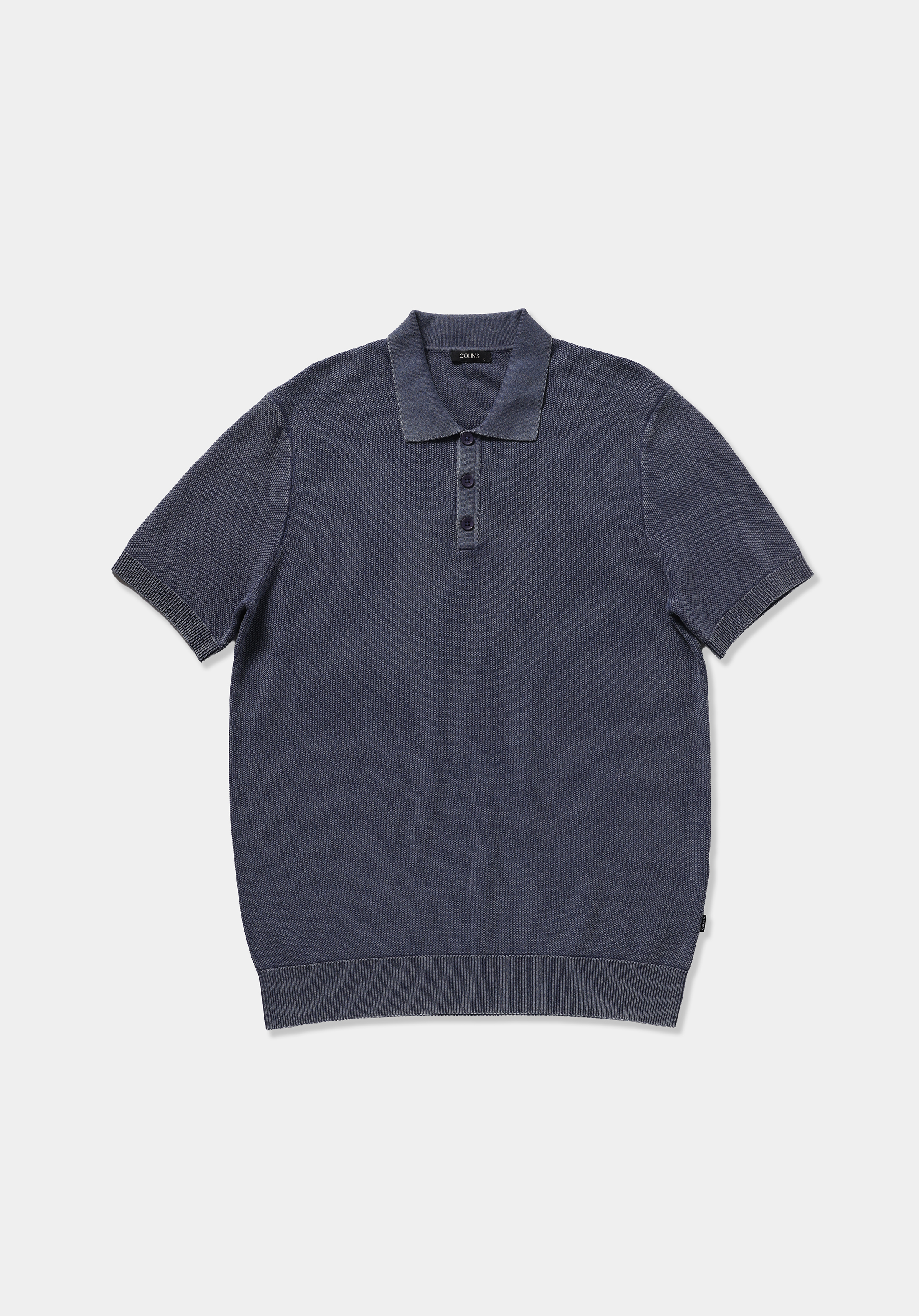 Regular Fit Polo Yaka Düz Erkek Mavi Kısa Kol Kazak