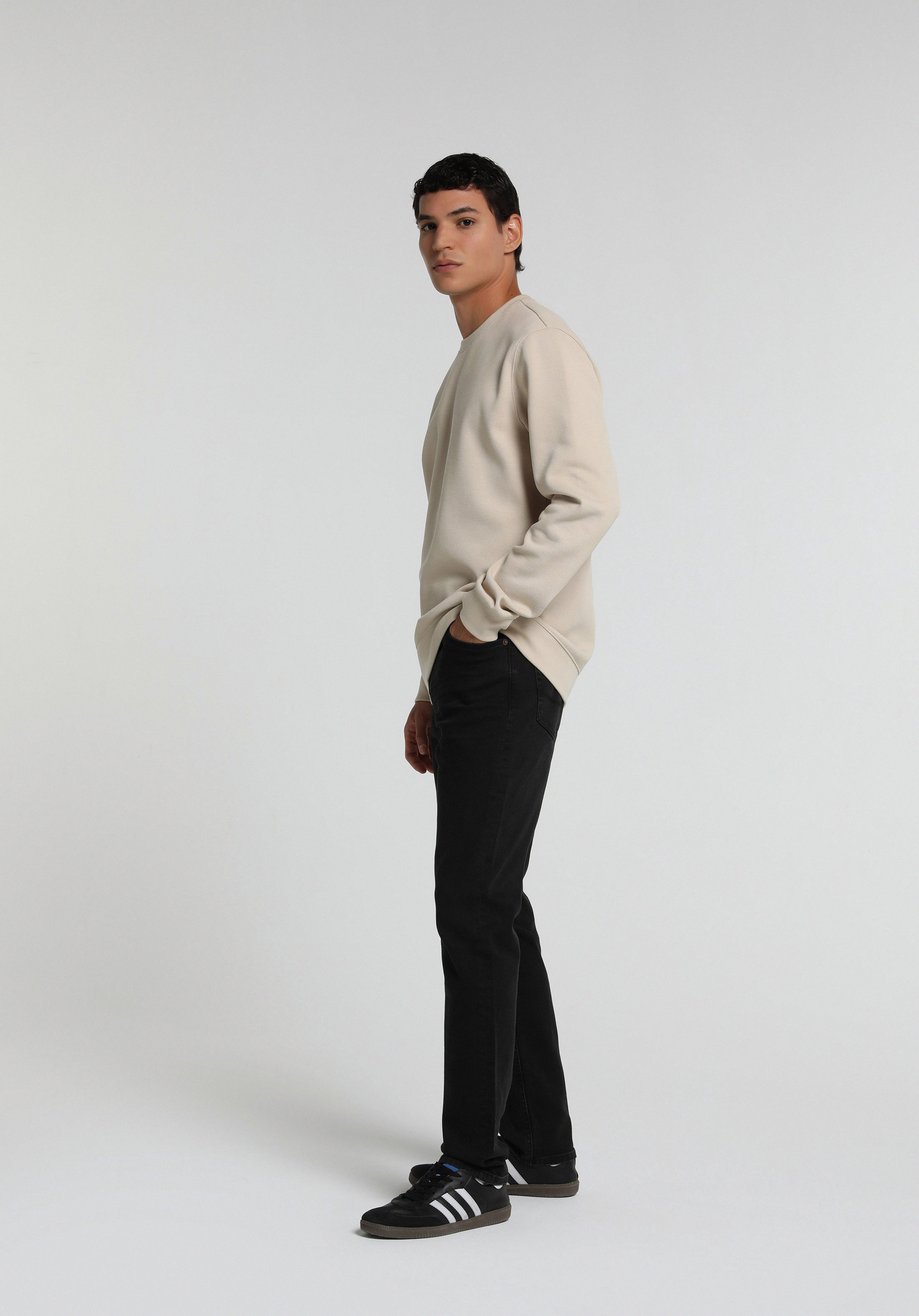 Straight Fit Orta Bel Düz Paça Erkek Black Black Denim Jean Pantolon