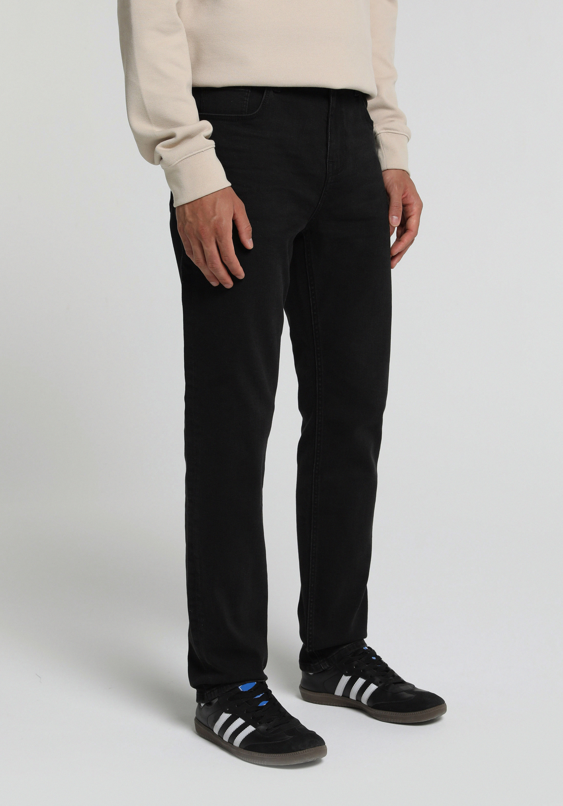 Straight Fit Orta Bel Düz Paça Erkek Black Black Denim Jean Pantolon