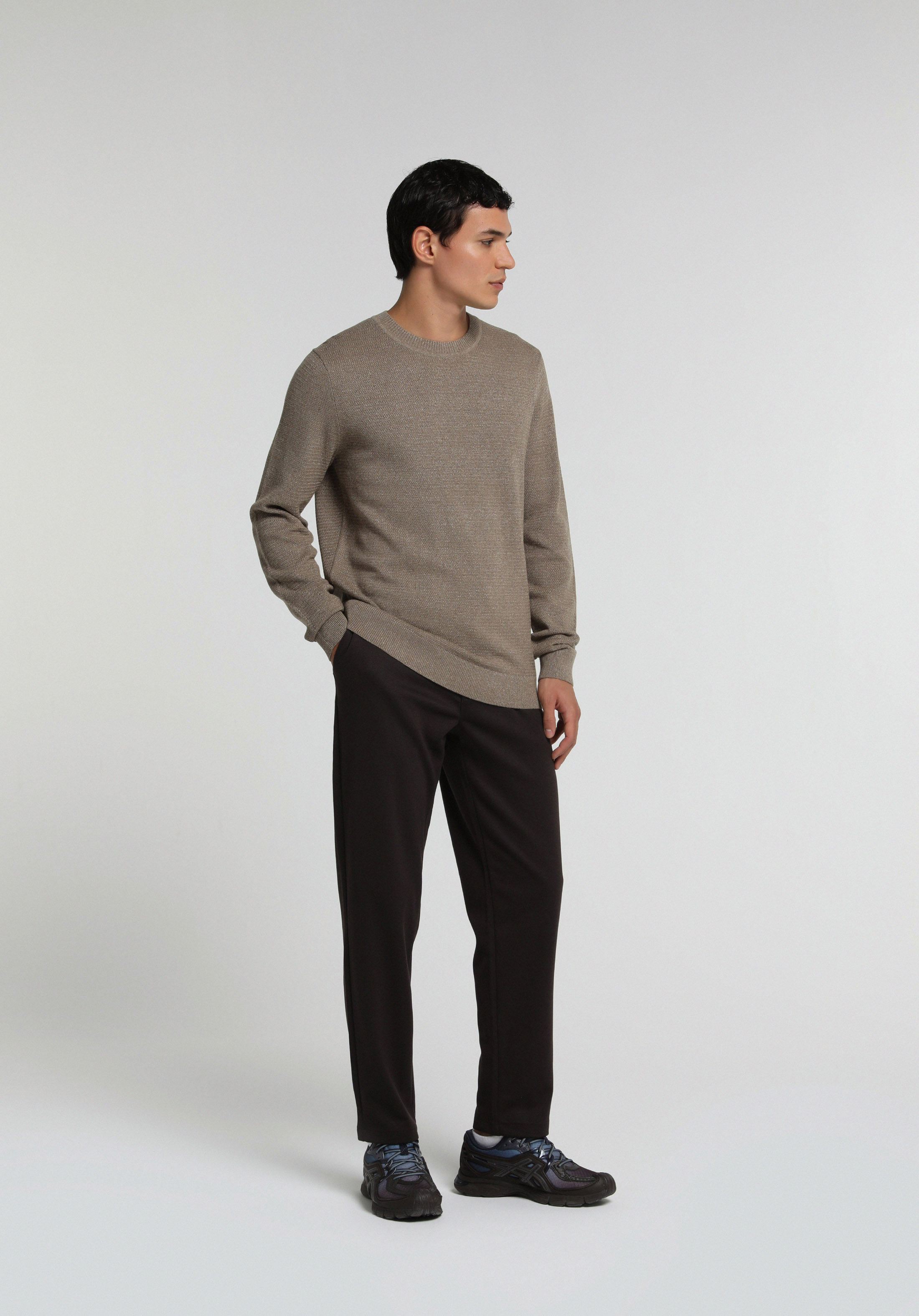 Regular Fit Orta Bel Düz Paça Erkek Kahverengi  Pantolon