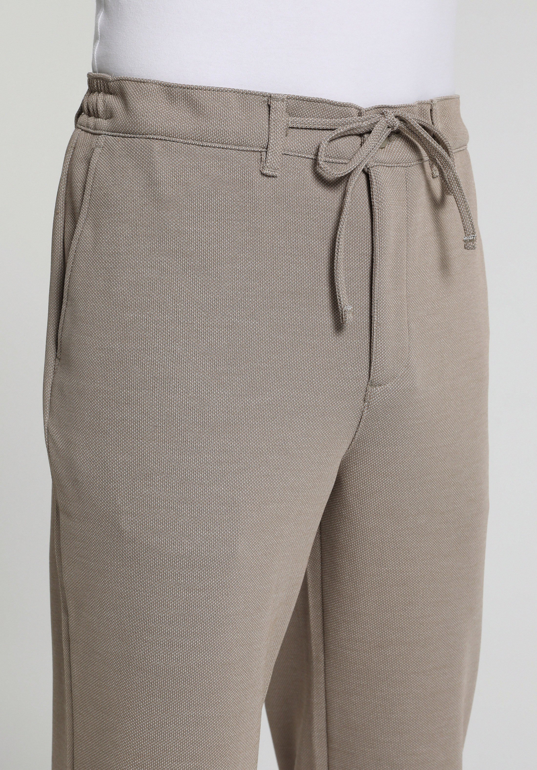 Regular Fit Orta Bel Düz Paça Erkek Bej  Pantolon