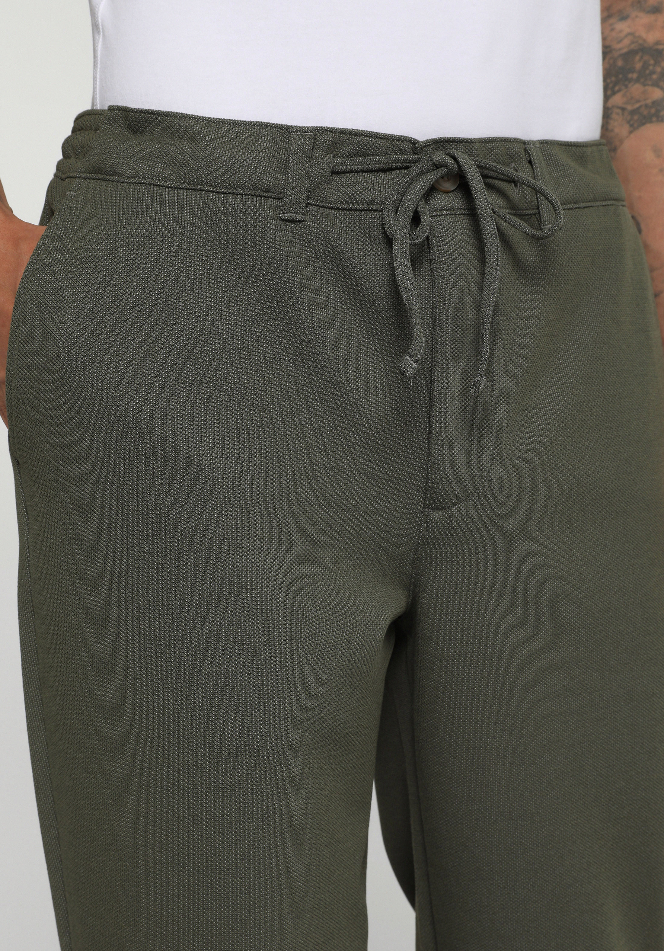 Regular Fit Orta Bel Düz Paça Erkek Yeşil  Pantolon